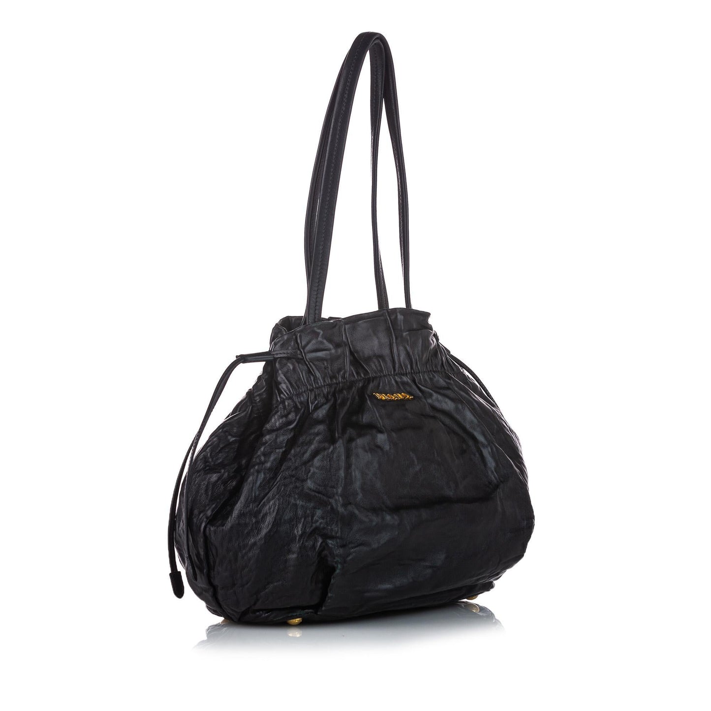 Prada Leather Drawstring Tote Bag  