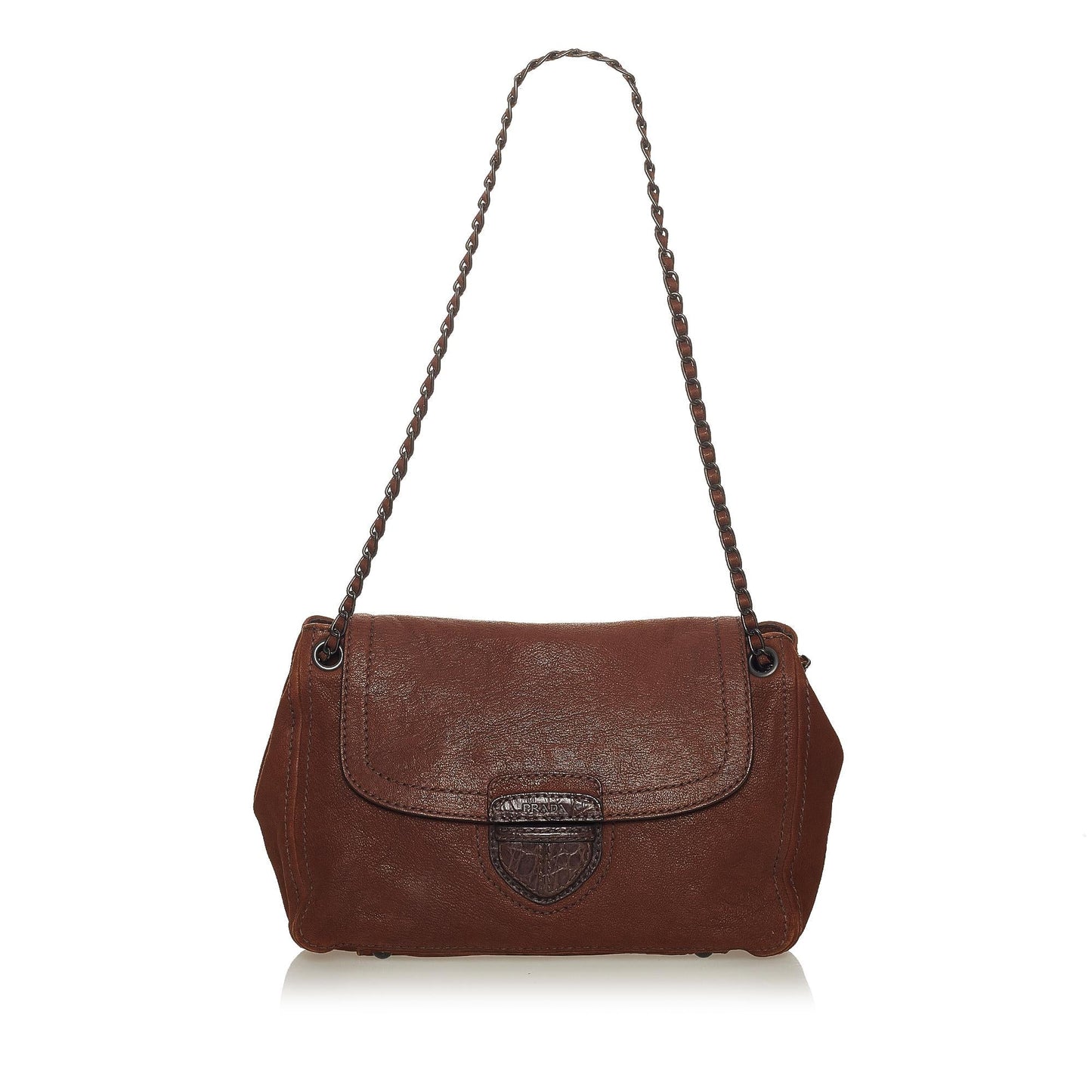 Prada Leather Flap Chain Shoulder Bag (SHG-27747)