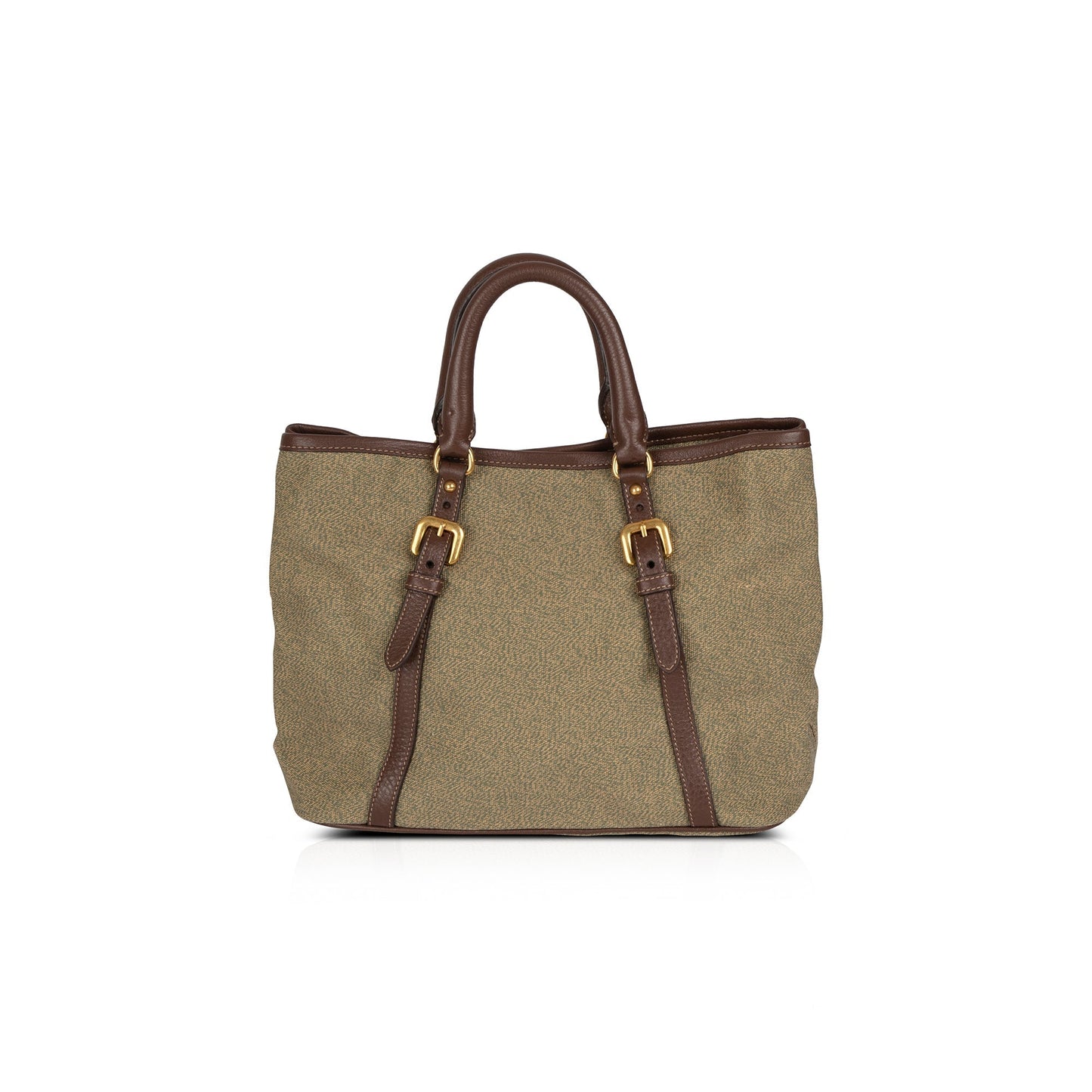 Prada Leather-Trimmed Canvas Tote