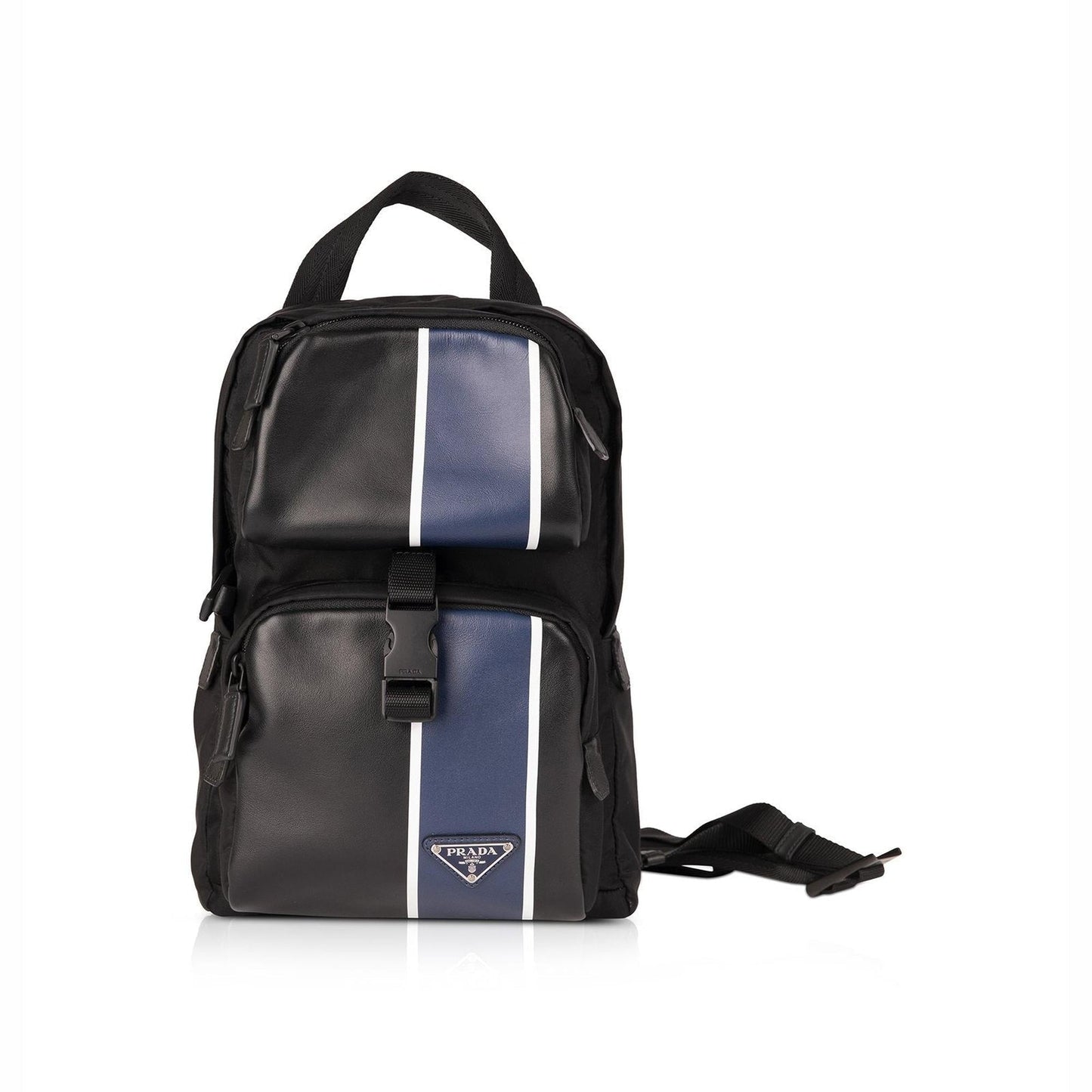 Prada Leather-Trimmed Tessuto Nylon Sling Backpack