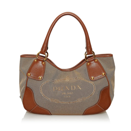 Prada Logo Canvas Shoulder Bag (SHG-30519)