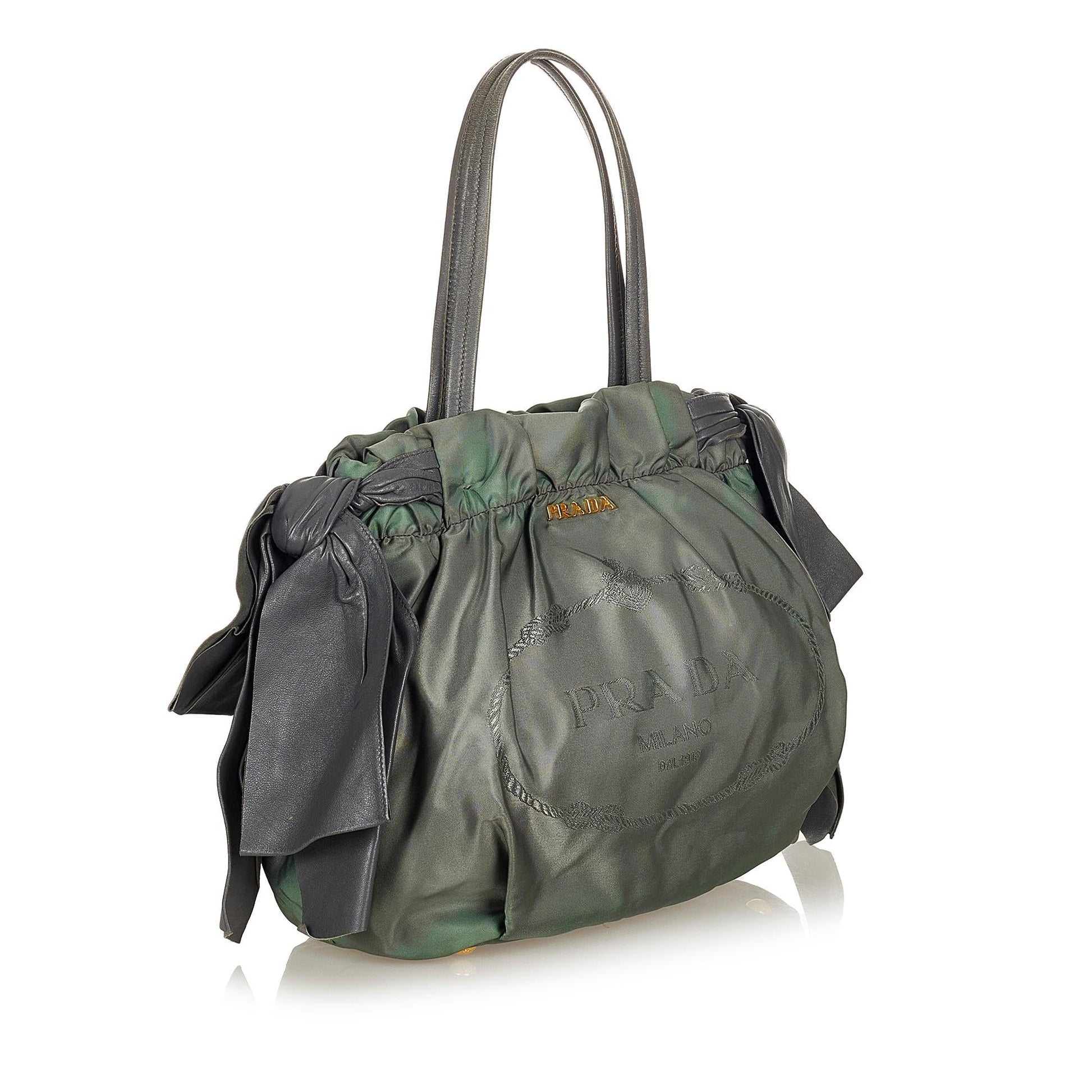 Prada Logo Tessuto Drawstring Tote Bag (SHG-26861)
