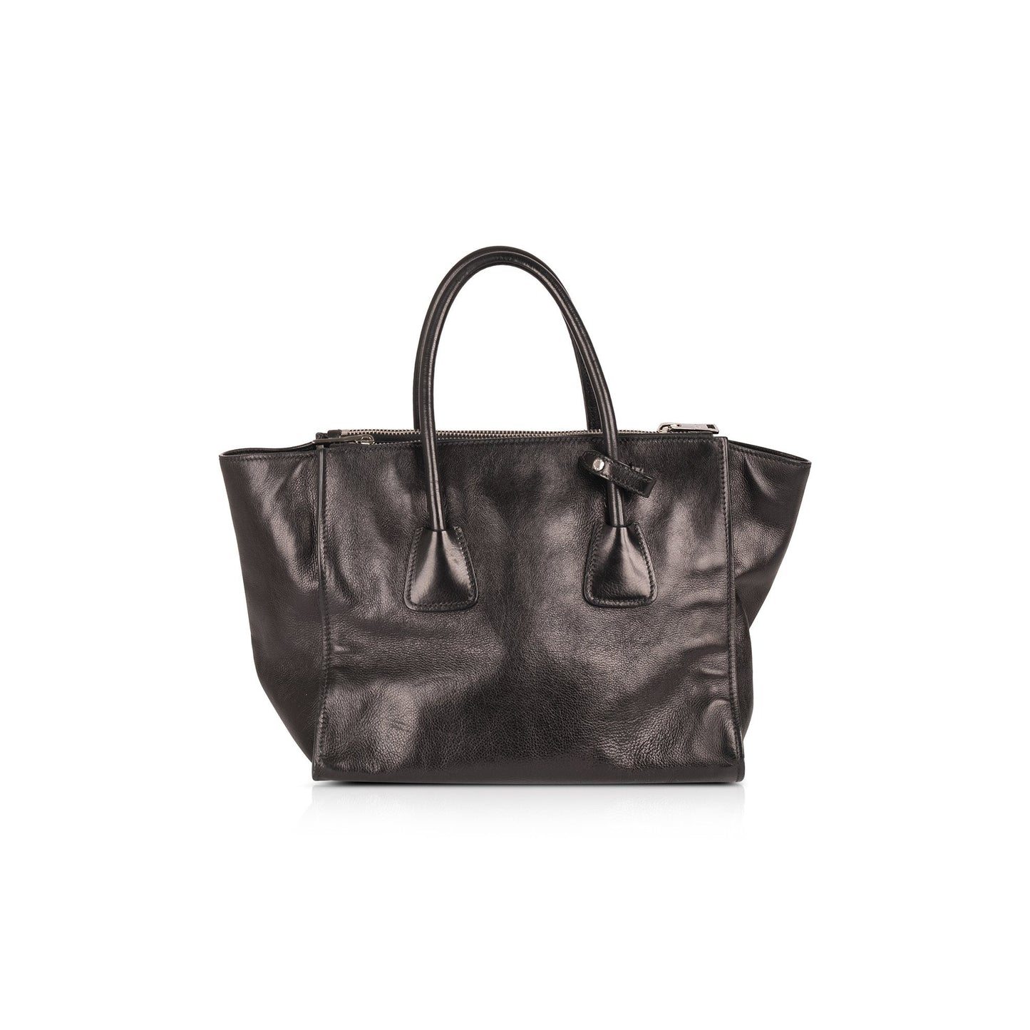 Prada Medium Black Glace Calf Twin Pocket Tote