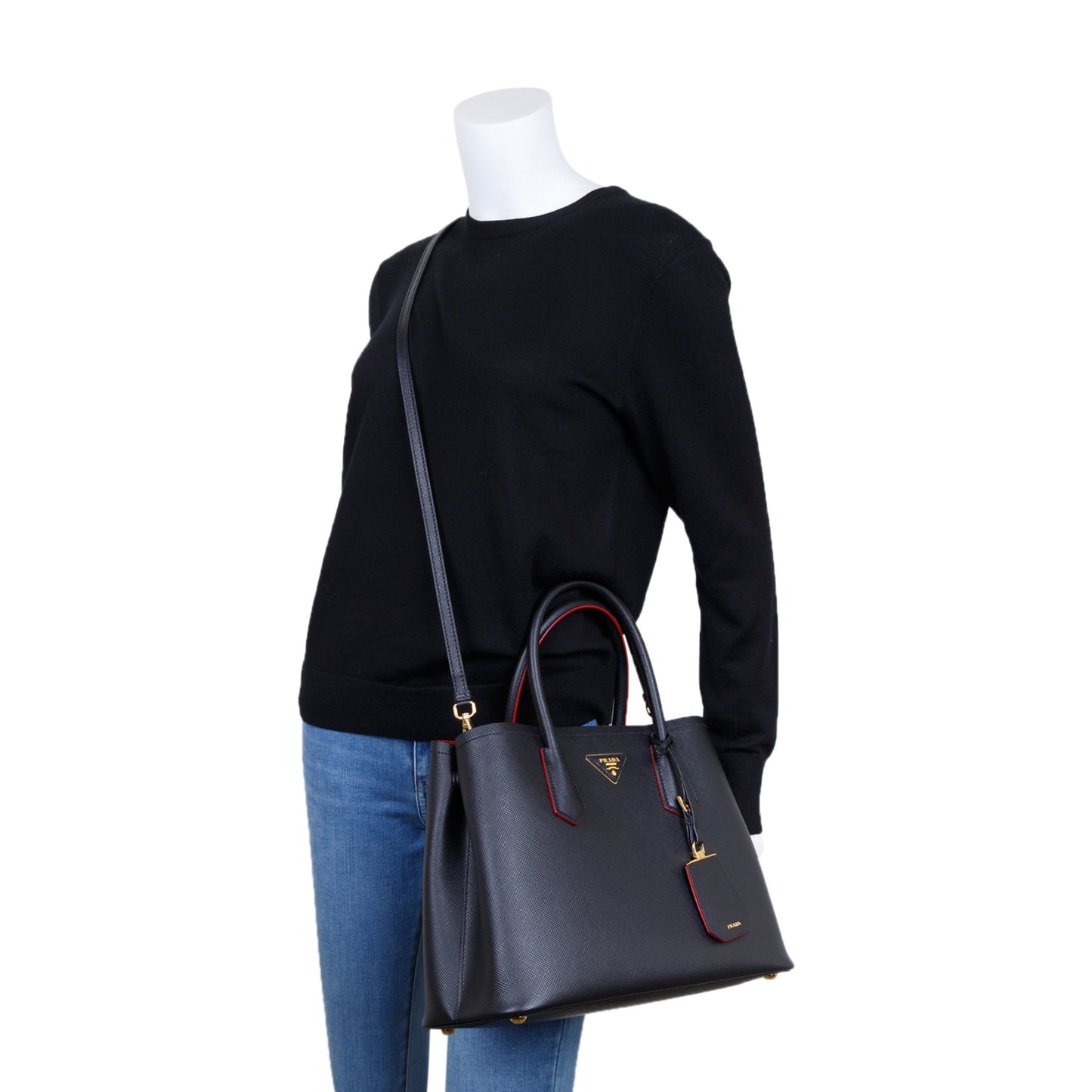 Prada Medium Saffiano Cuir Double Tote