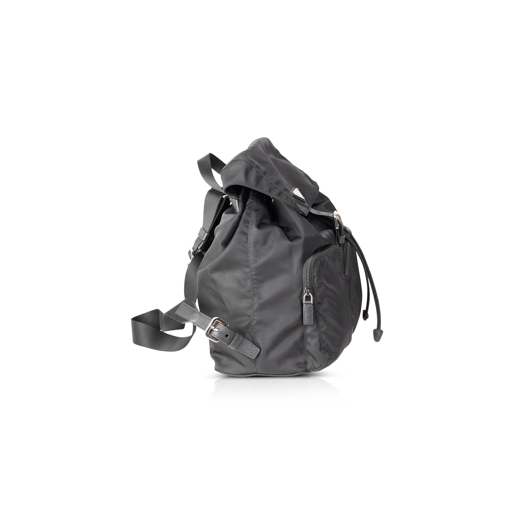 Prada Medium Saffiano Leather-Trimmed Tessuto Nylon Backpack