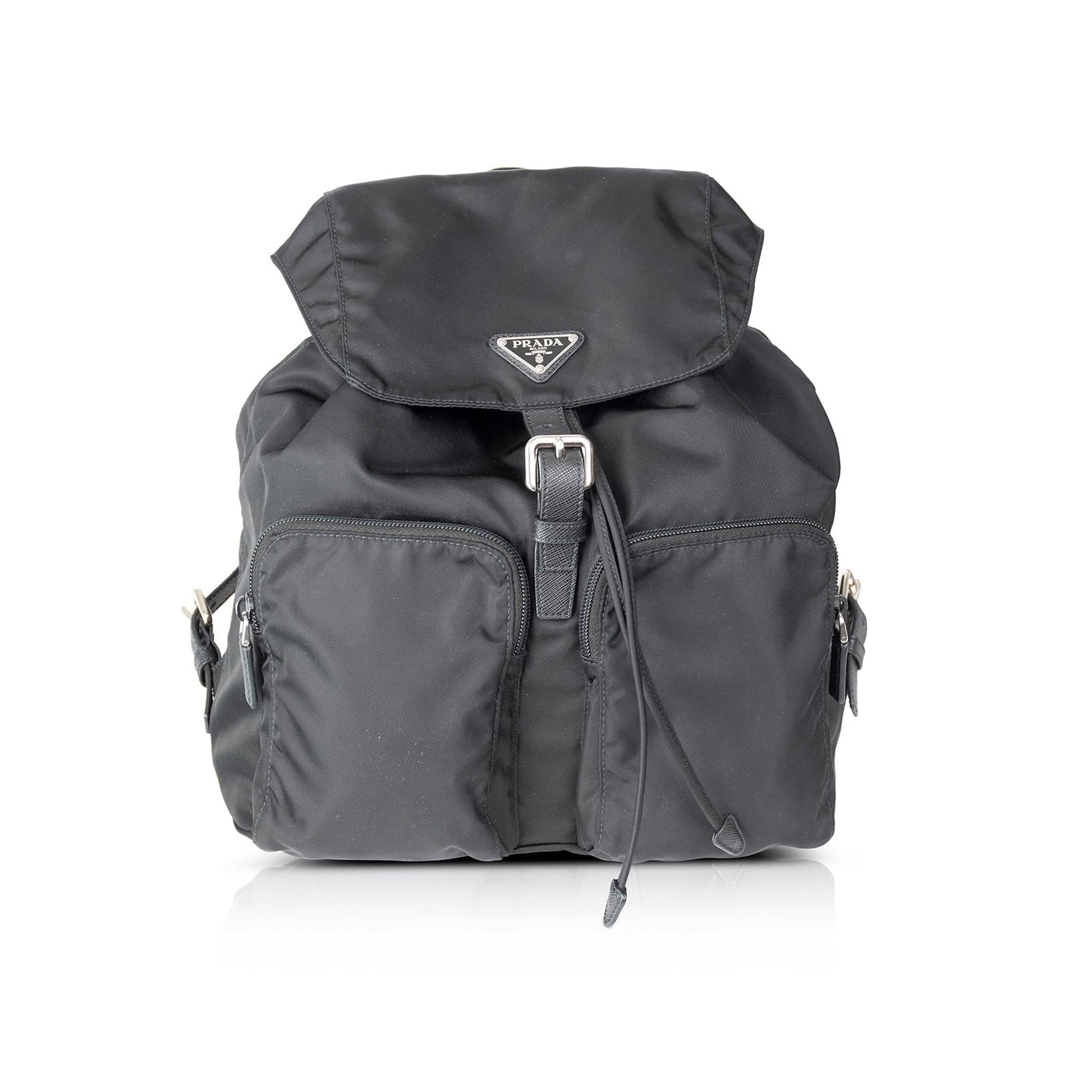 Prada Medium Saffiano Leather-Trimmed Tessuto Nylon Backpack