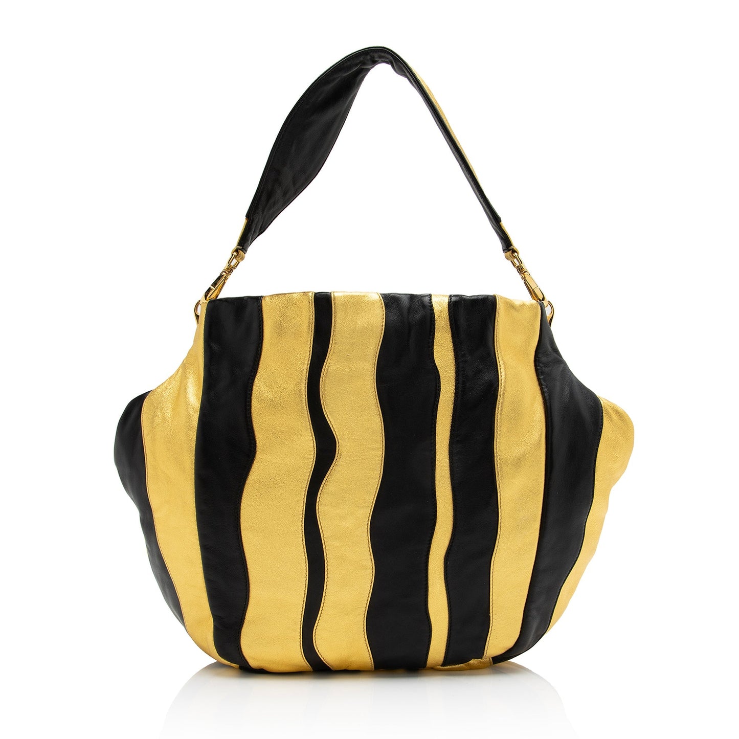Prada Metallic Nappa Waves Medium Shoulder Bag (SHF-23173)