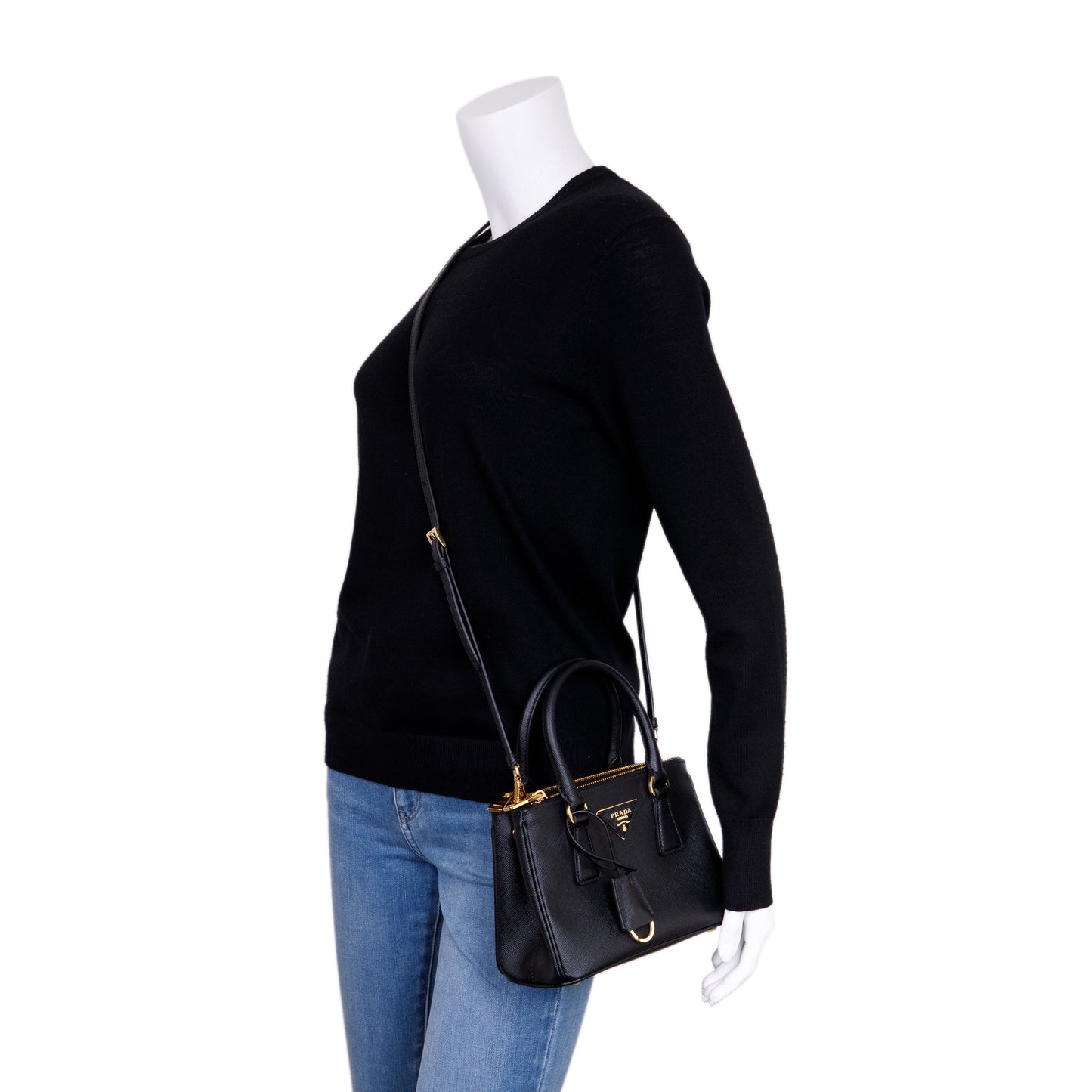 Prada Mini Saffiano Lux Galleria Double Zip Tote