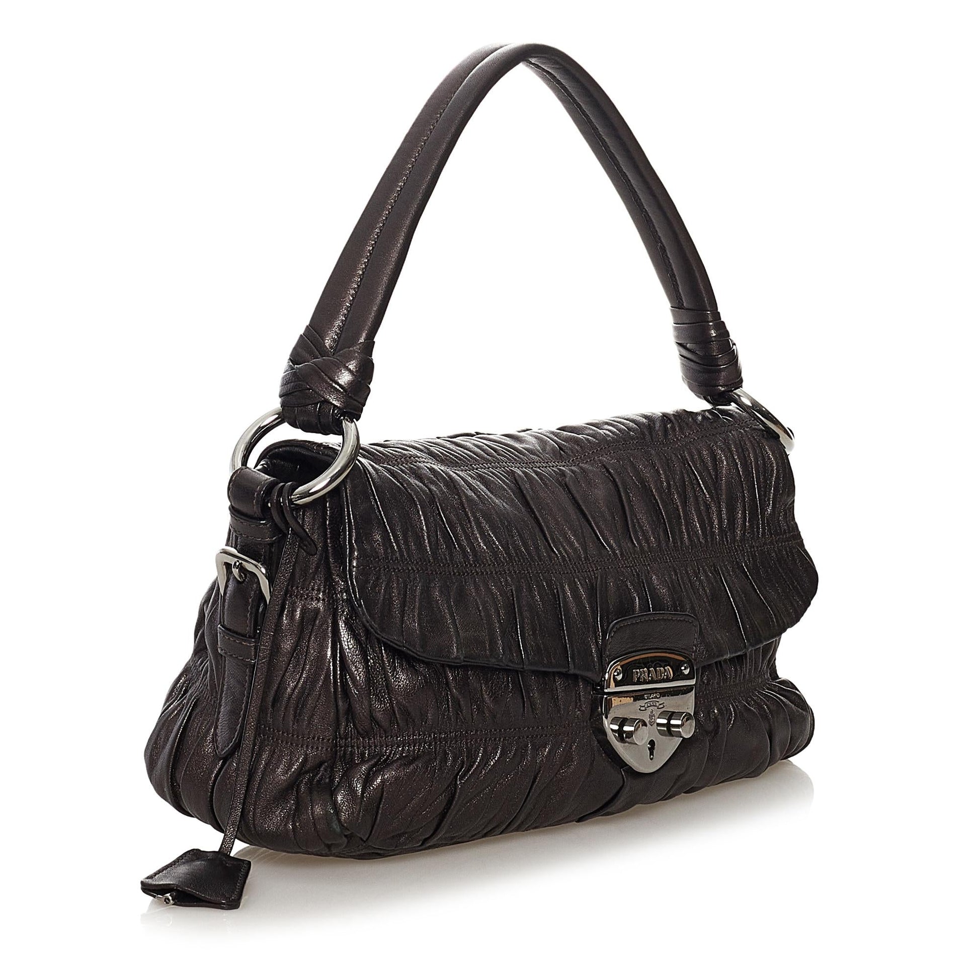 Prada Nappa Gaufre Sound Lock Shoulder Bag (SHG-32902)