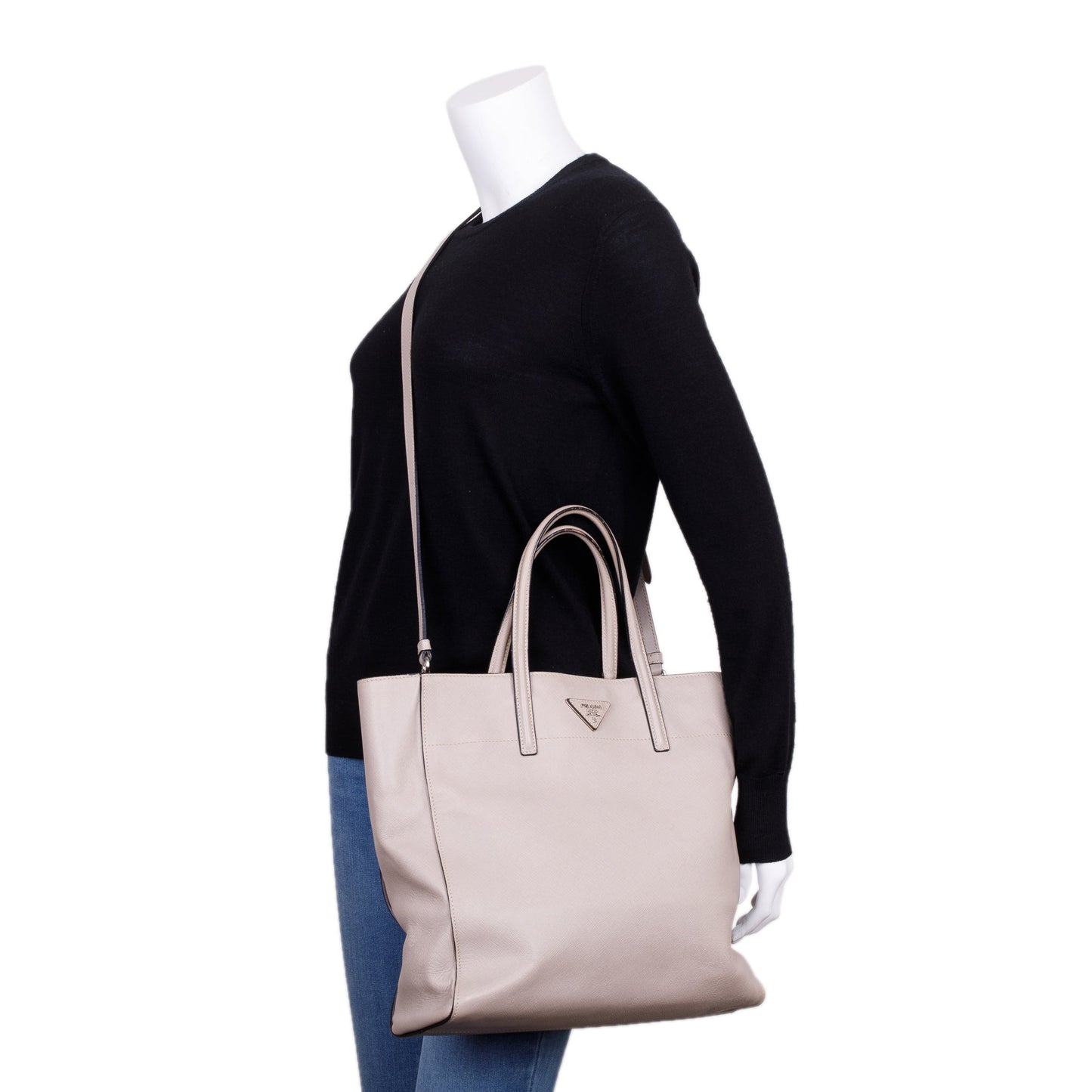 Prada Neutral Saffiano Soft Leather Tote