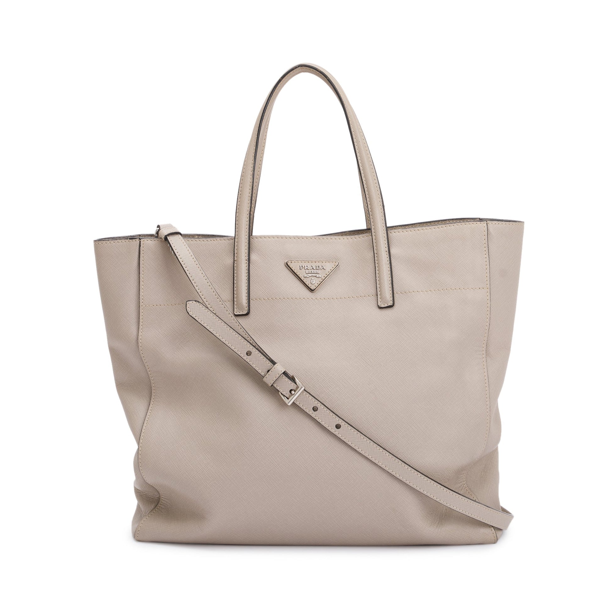 Prada Neutral Saffiano Soft Leather Tote