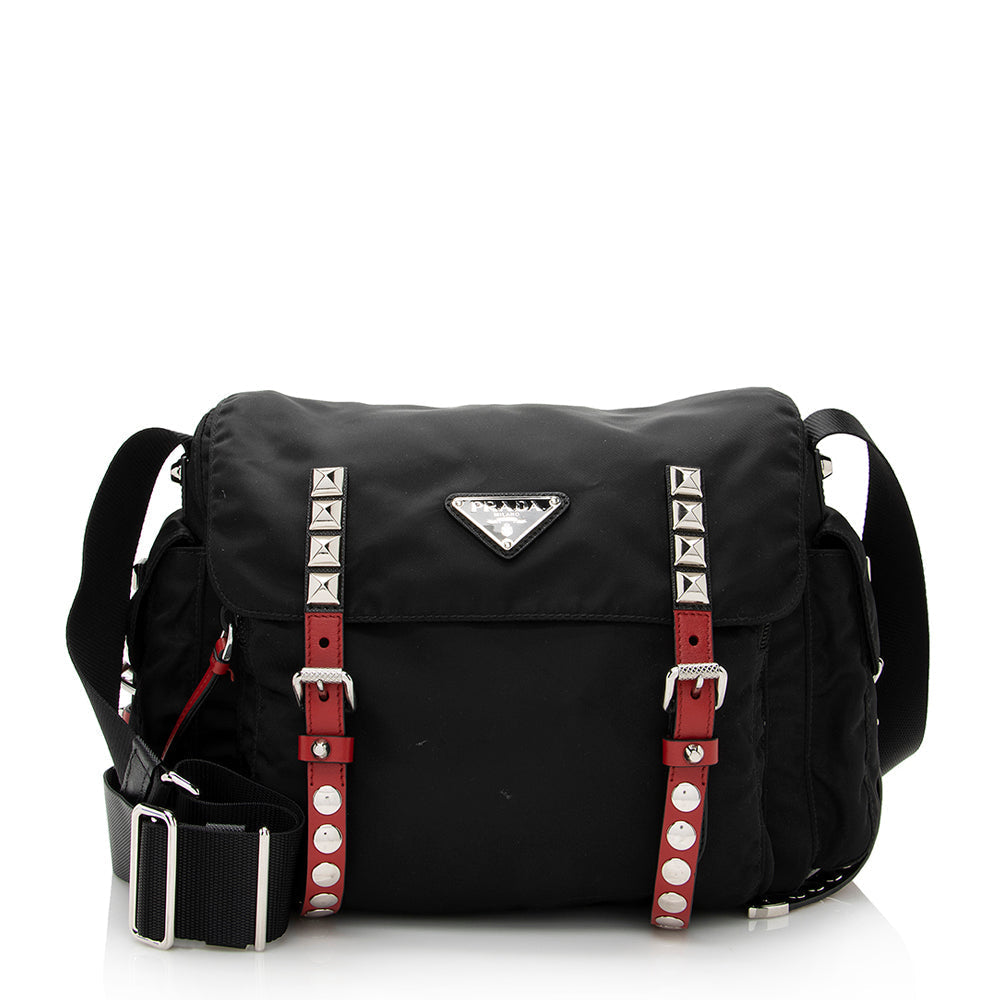 Prada New Vela Studded Messenger Bag - FINAL (SHF-21531)