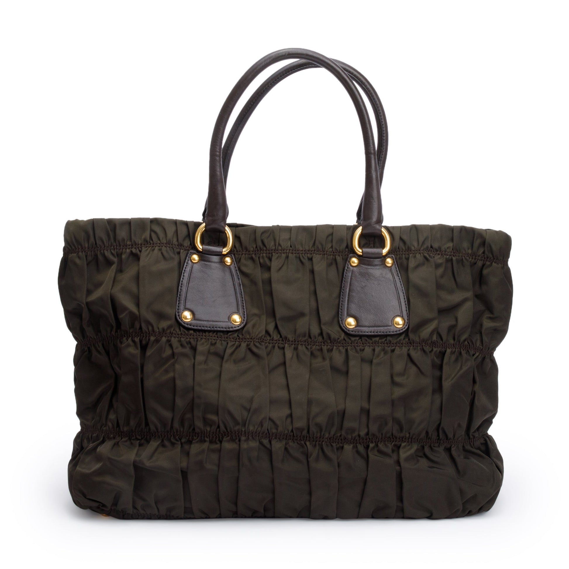 Prada Olive Green Tessuto Nylon Gauffre Quilted Tote
