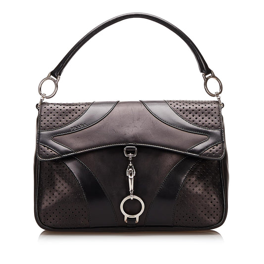 Prada Perforated Leather Top Handle Bag (SHG-35479)