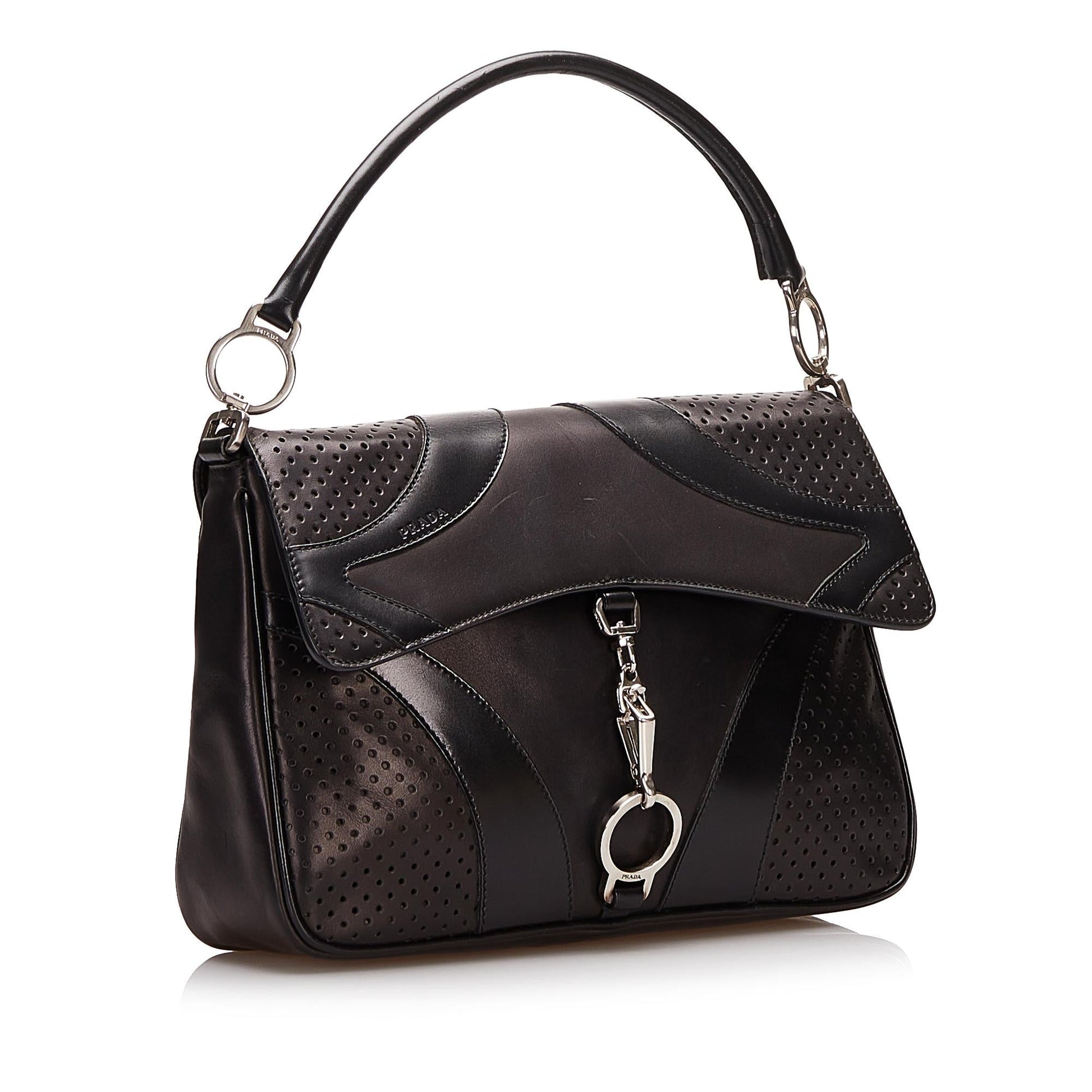 Prada Perforated Leather Top Handle Bag (SHG-35479)