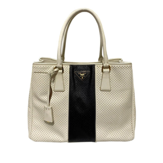 Prada Perforated Saffiano Fori Striped Handbag (SHG-36566)