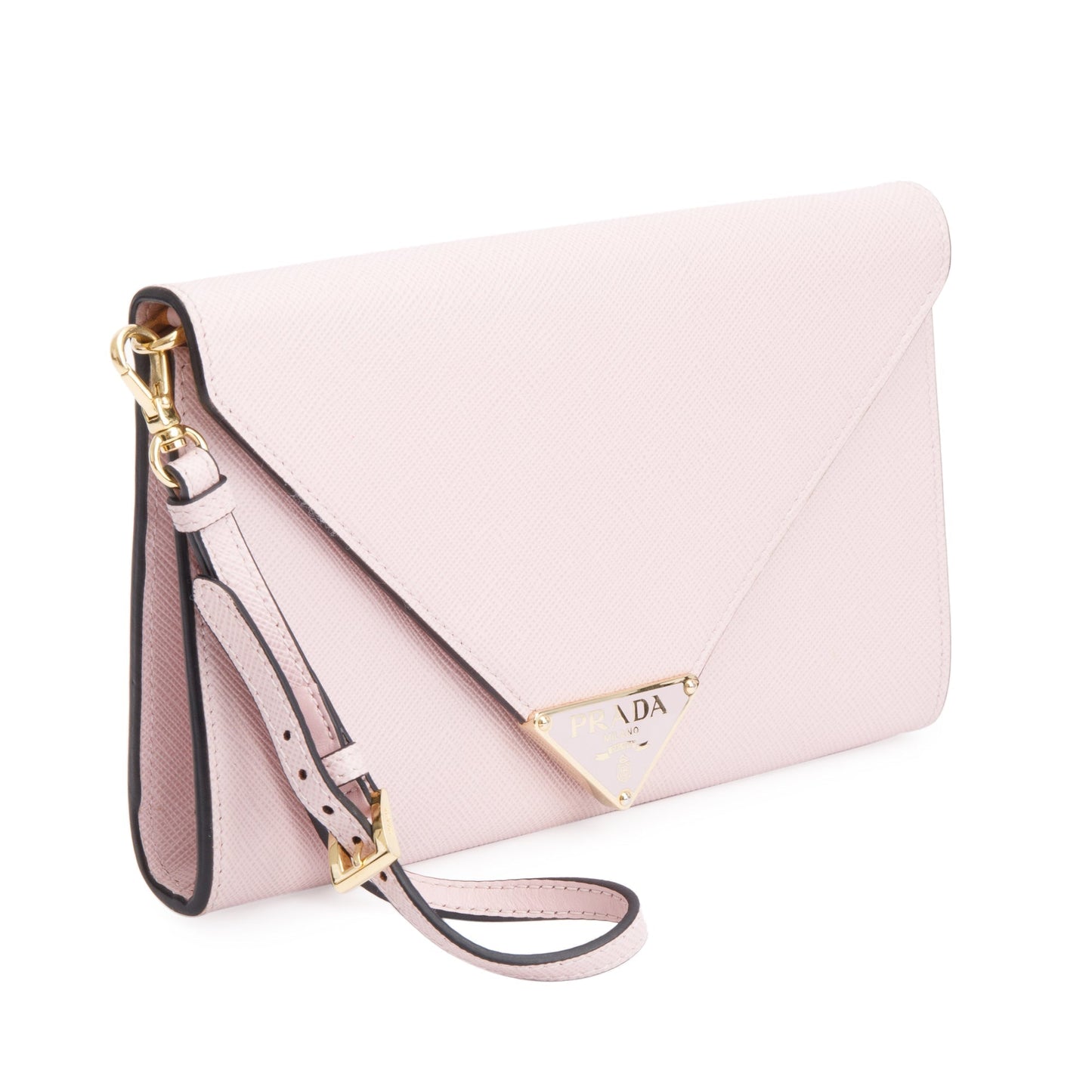 Prada Pink Saffiano Envelope Wristlet Clutch