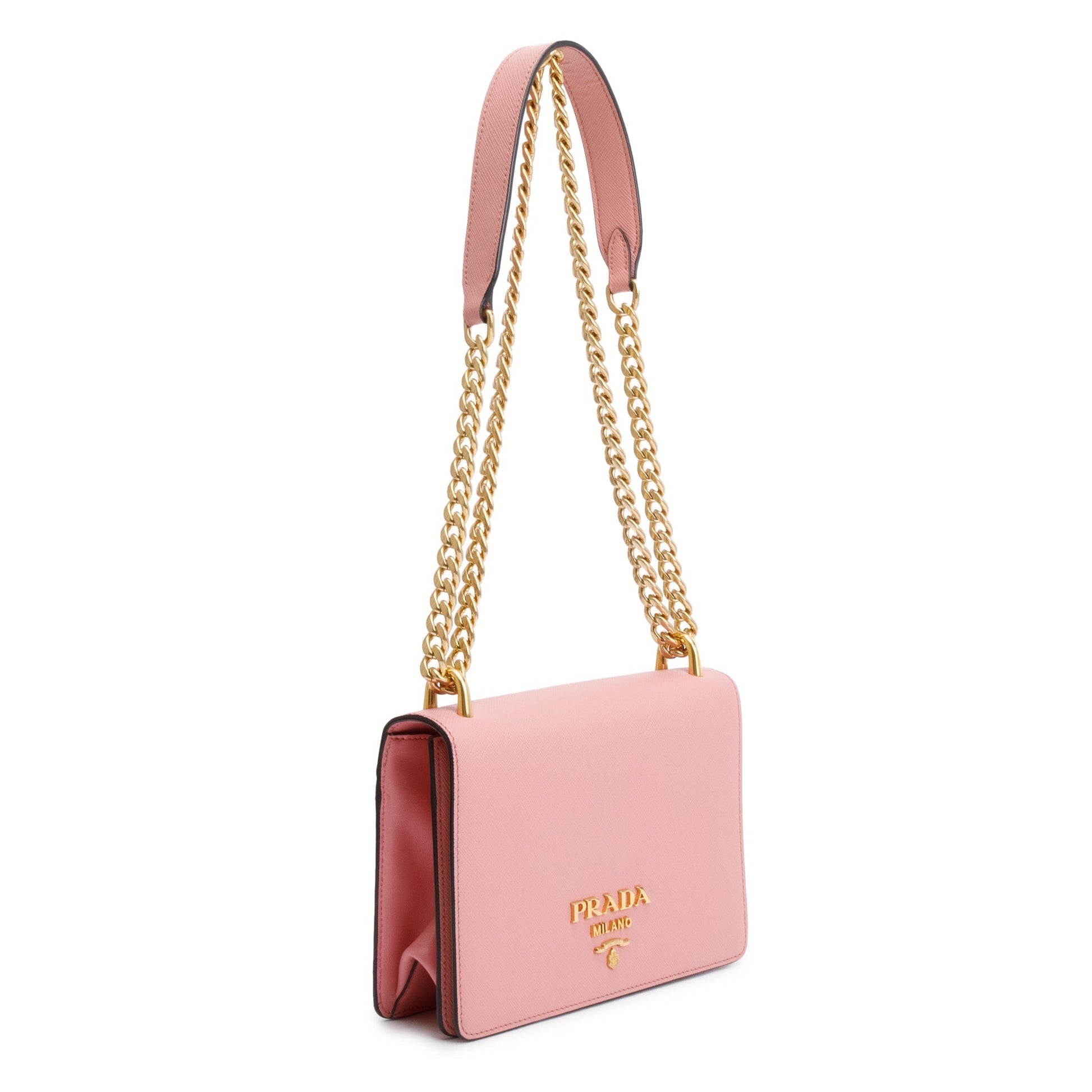 Prada Pink Saffiano Lux Chain Shoulder Bag