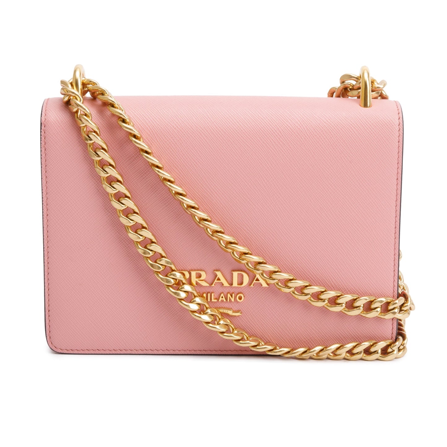 Prada Pink Saffiano Lux Chain Shoulder Bag