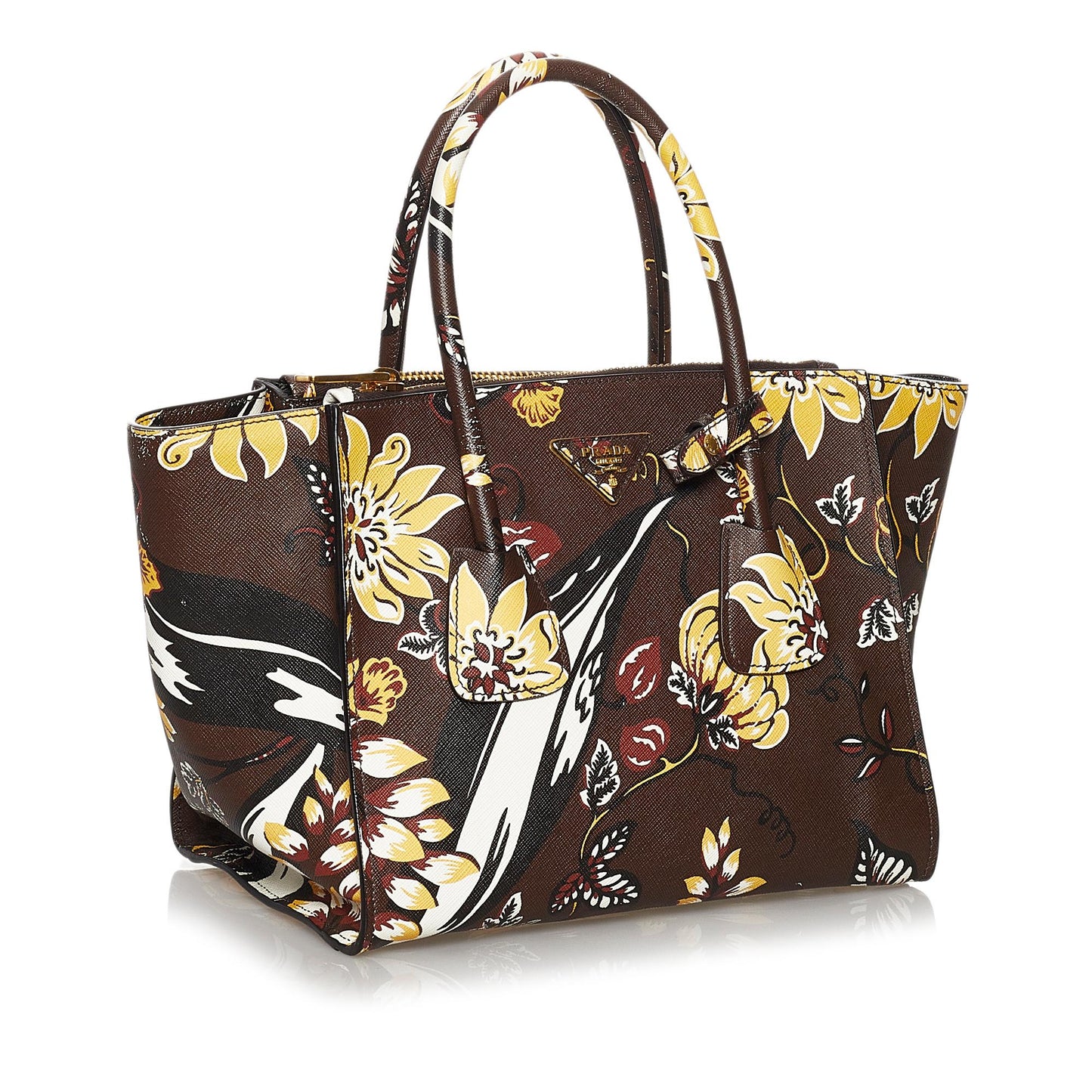 Prada Printed City Calf Double Zip Satchel (SHG-29826)