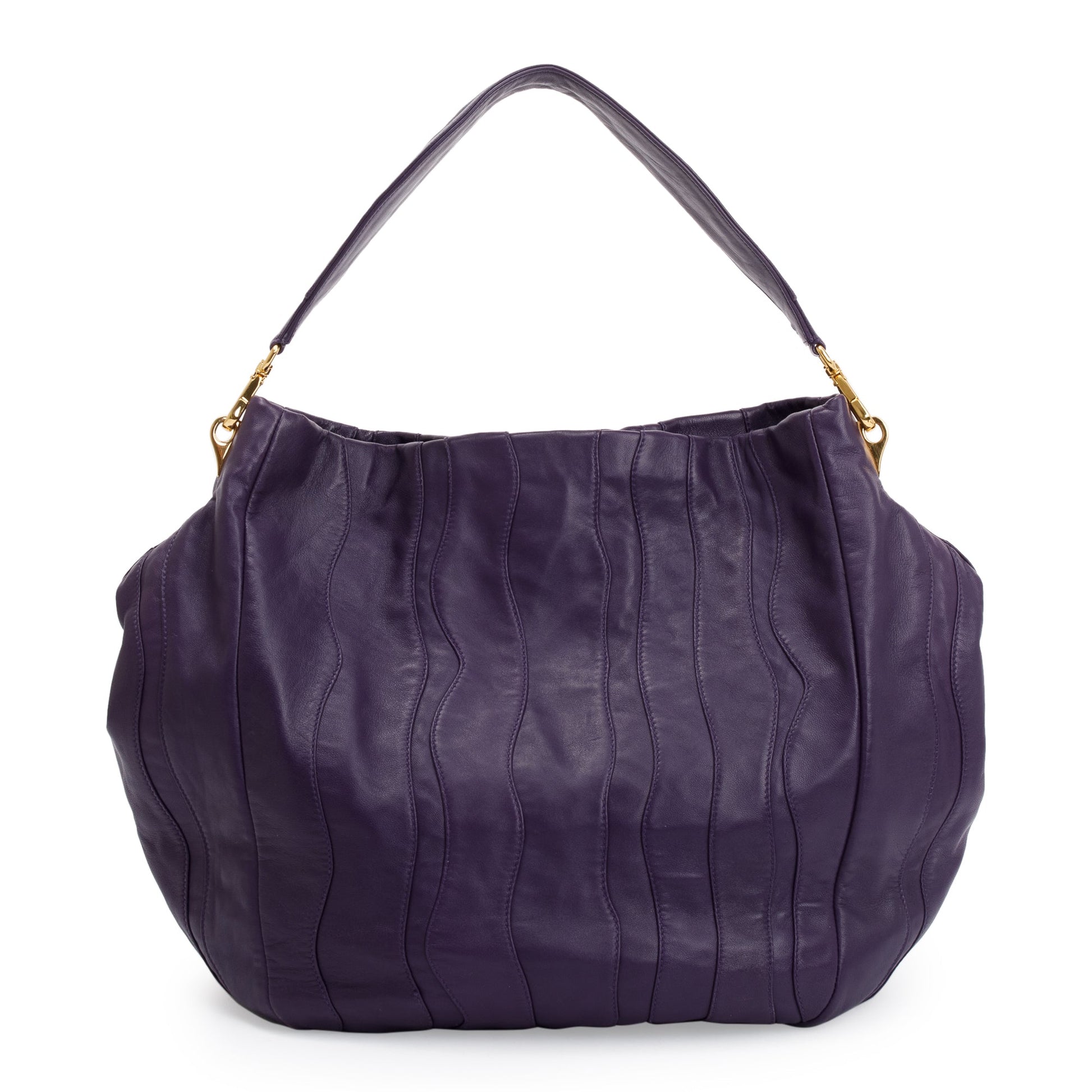 Prada Purple Nappa Stripes Leather Shoulder Bag