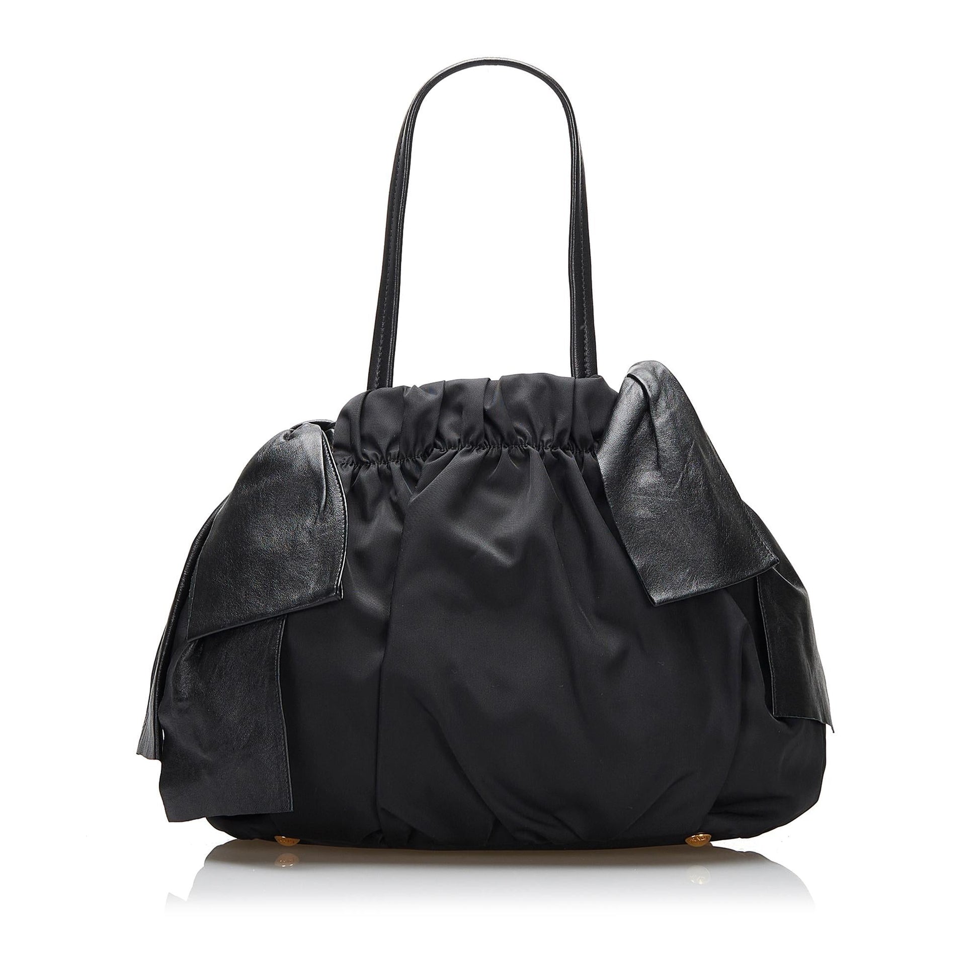 Prada Python Print Bow Tessuto Handbag (SHG-HElyI4)