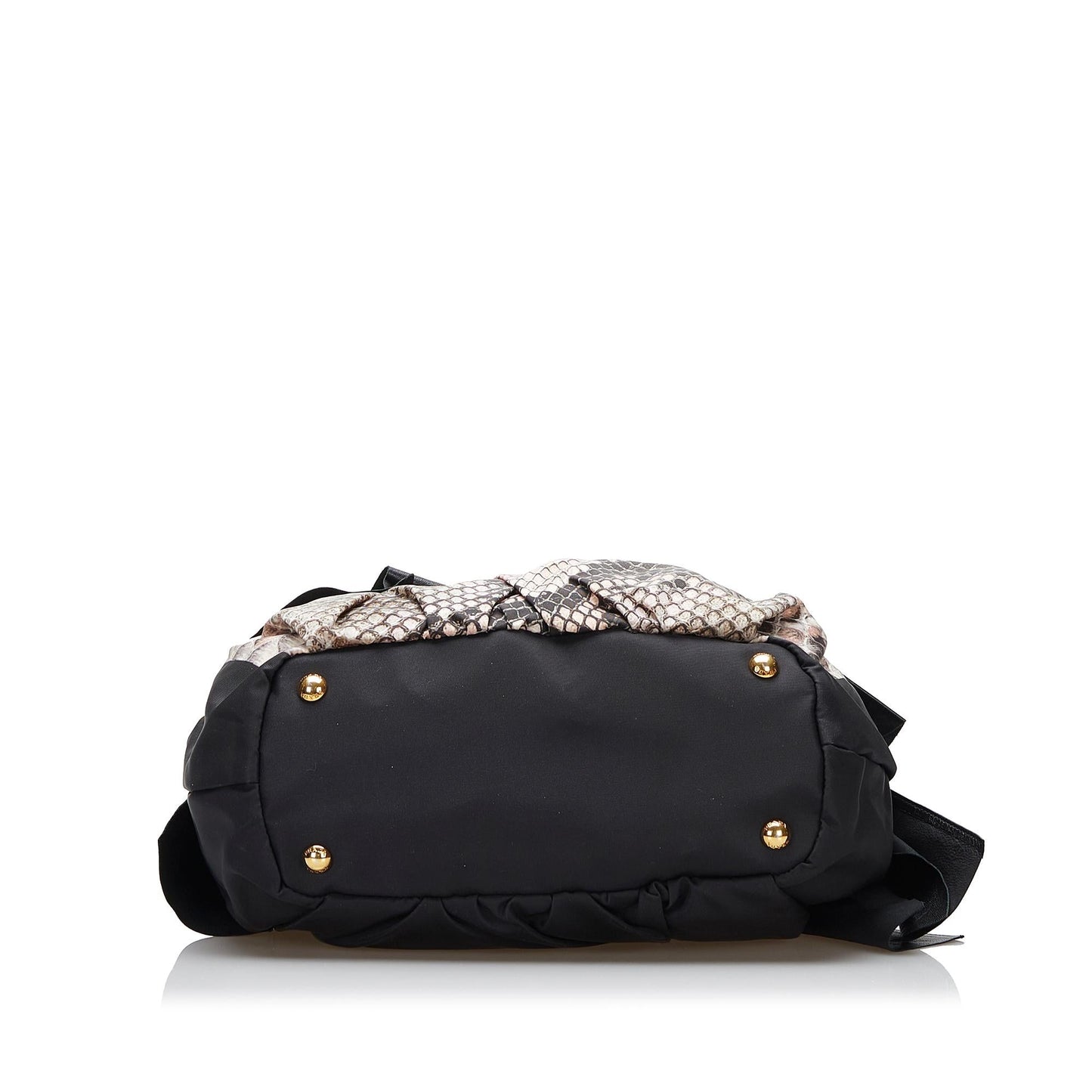 Prada Python Print Bow Tessuto Handbag (SHG-HElyI4)