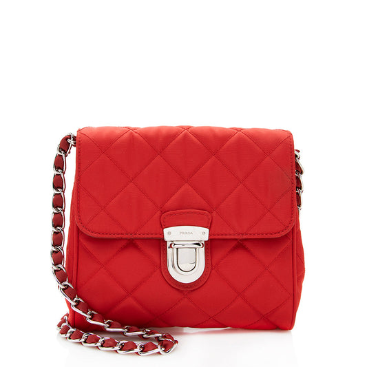 Prada Quilted Tessuto Chain Crossbody Bag (SHF-19678)