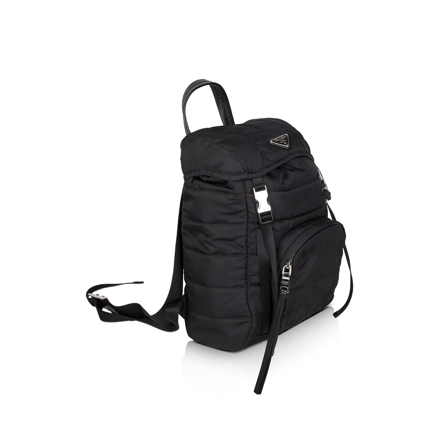 Prada Quilted Tessuto Nylon Double Buckle Backpack