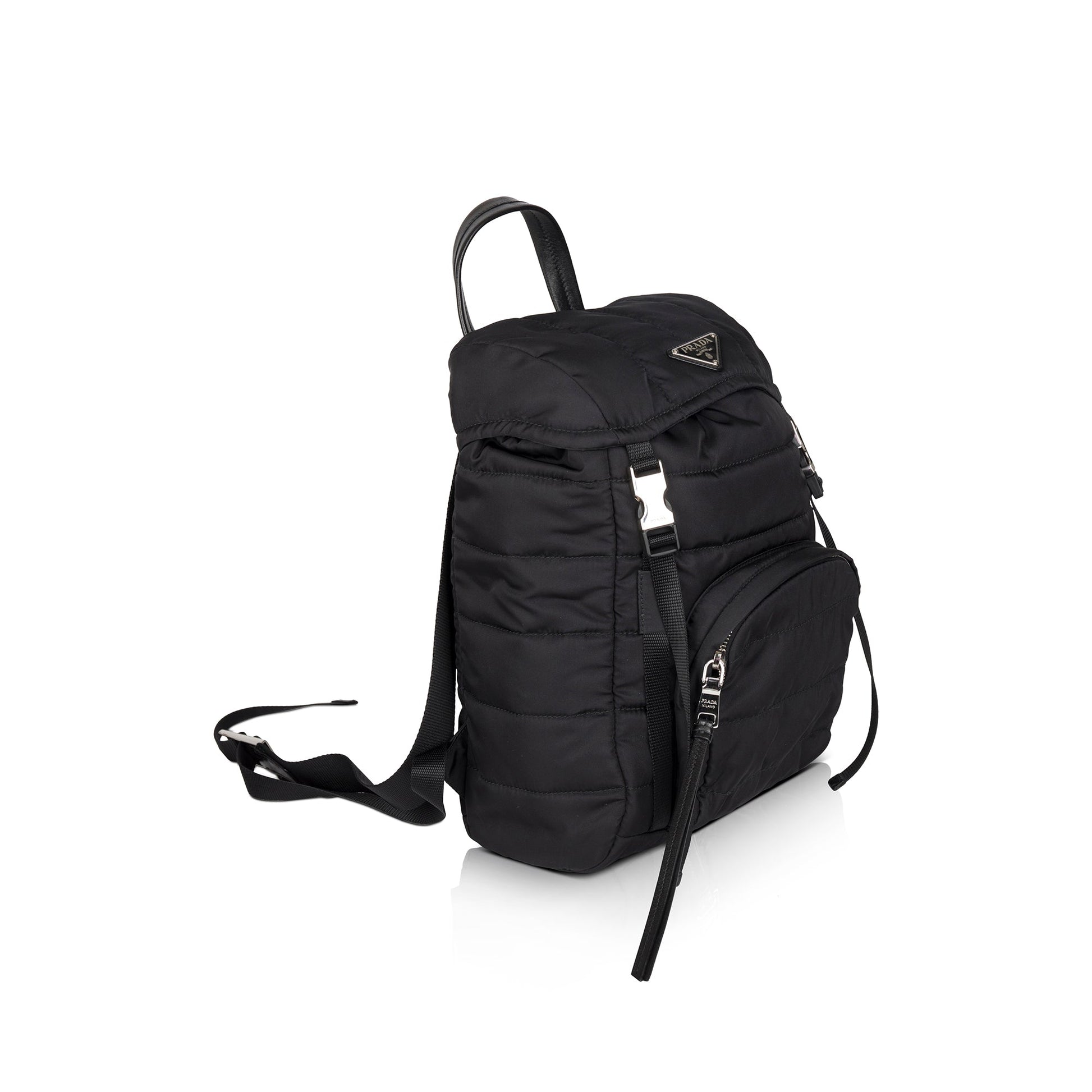 Prada Quilted Tessuto Nylon Double Buckle Backpack