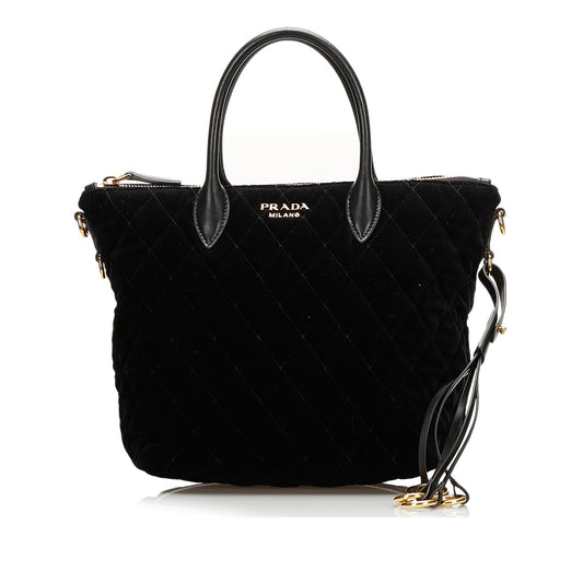 Prada Quilted Velvet Satchel (SHG-35934)