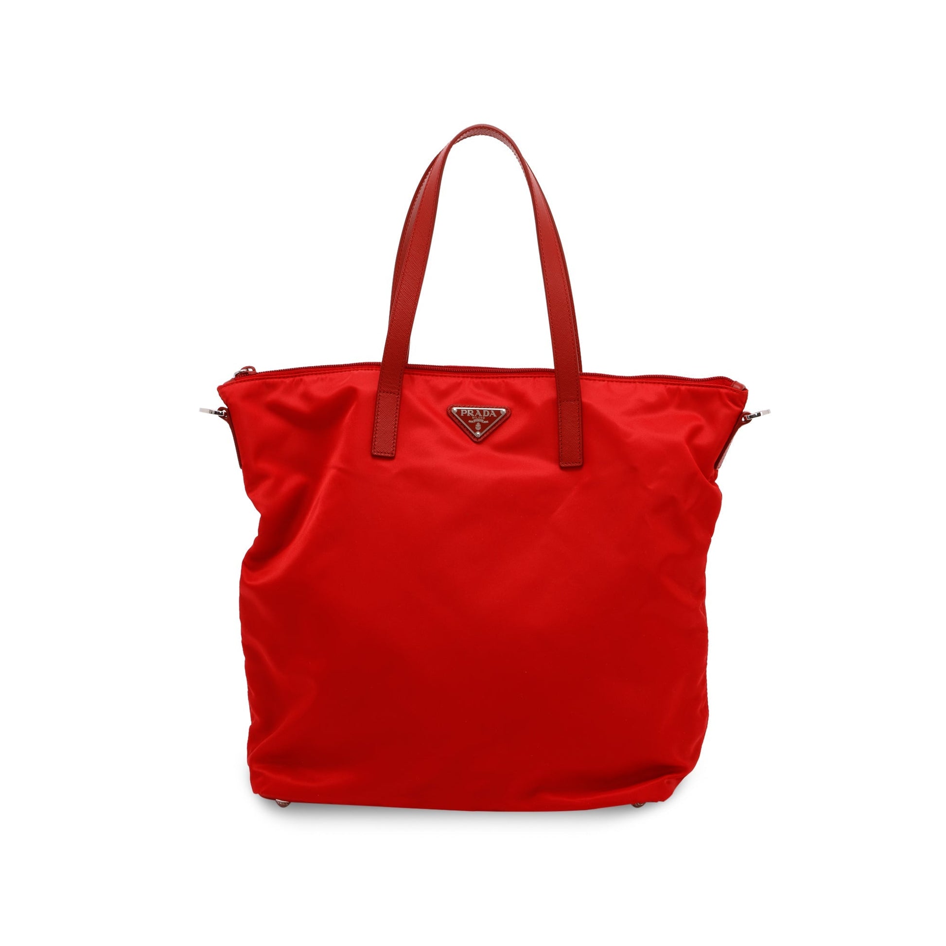 Prada Red Saffiano-Trimmed Vela Tote