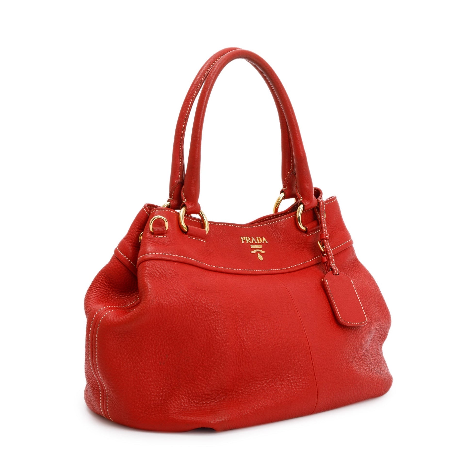 Prada Red Vitello Daino Shoulder Bag