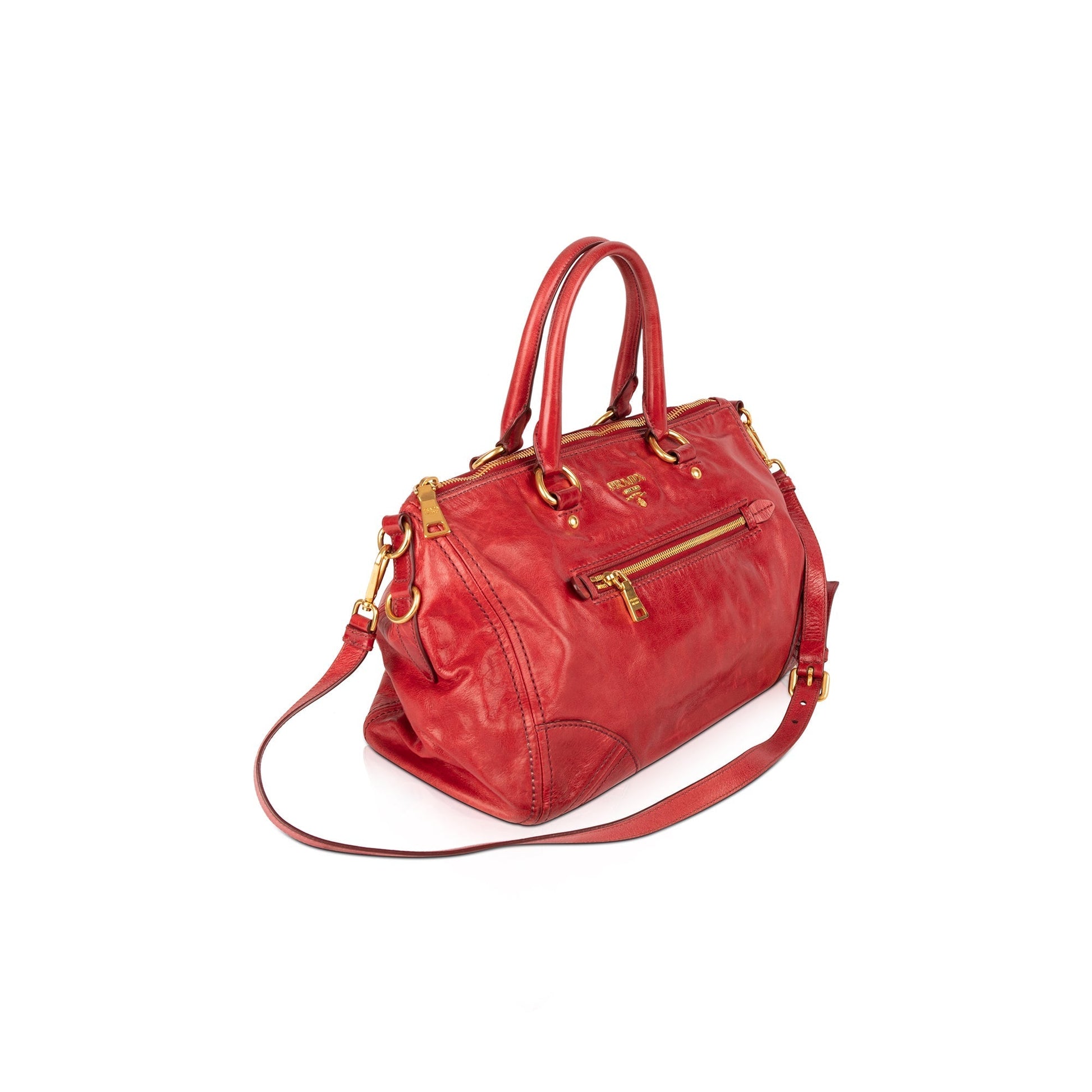 Prada Red Vitello Shine Tote