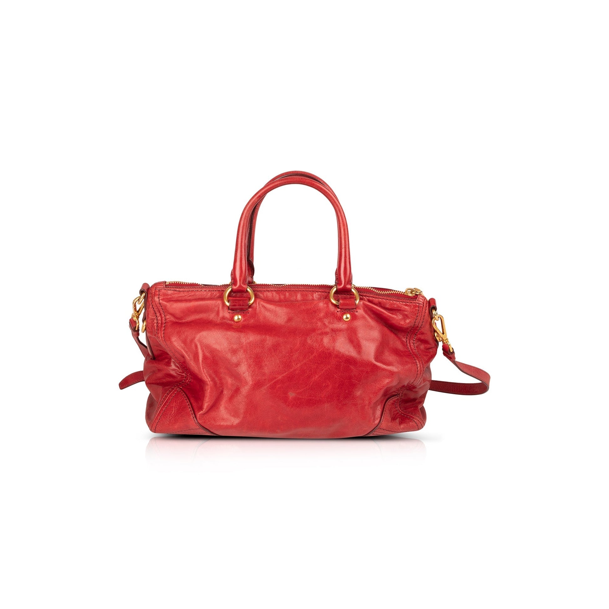 Prada Red Vitello Shine Tote