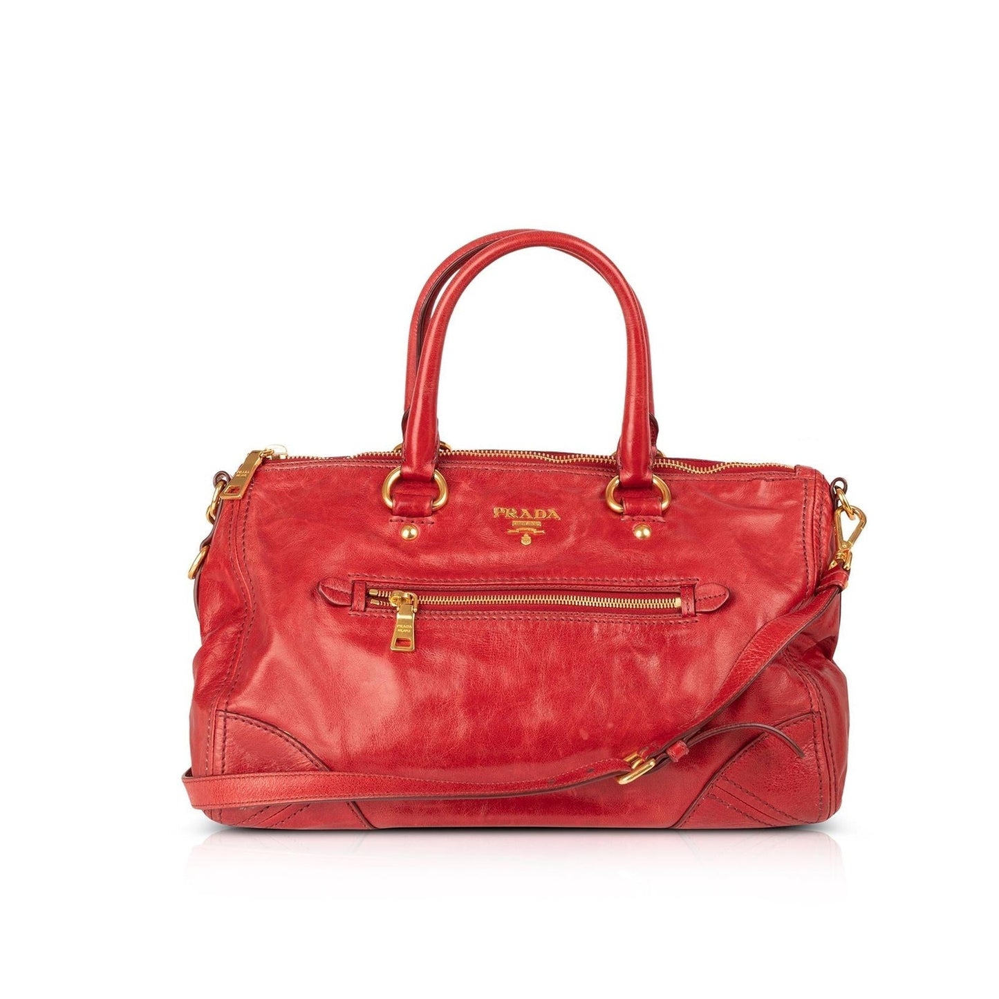 Prada Red Vitello Shine Tote
