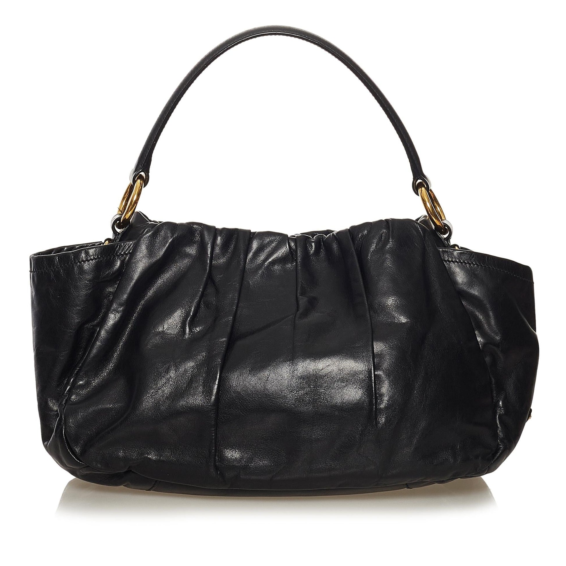 Prada Ruffled Leather Handbag (SHG-34208)