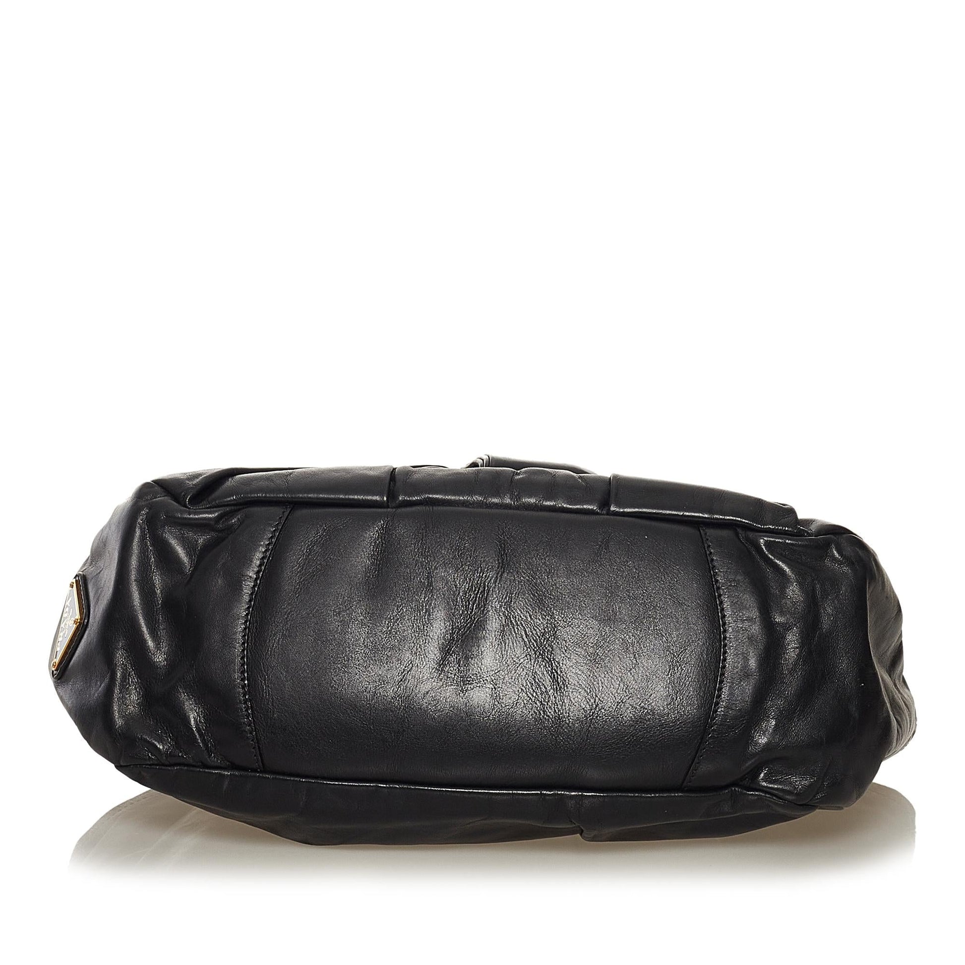Prada Ruffled Leather Handbag (SHG-34208)
