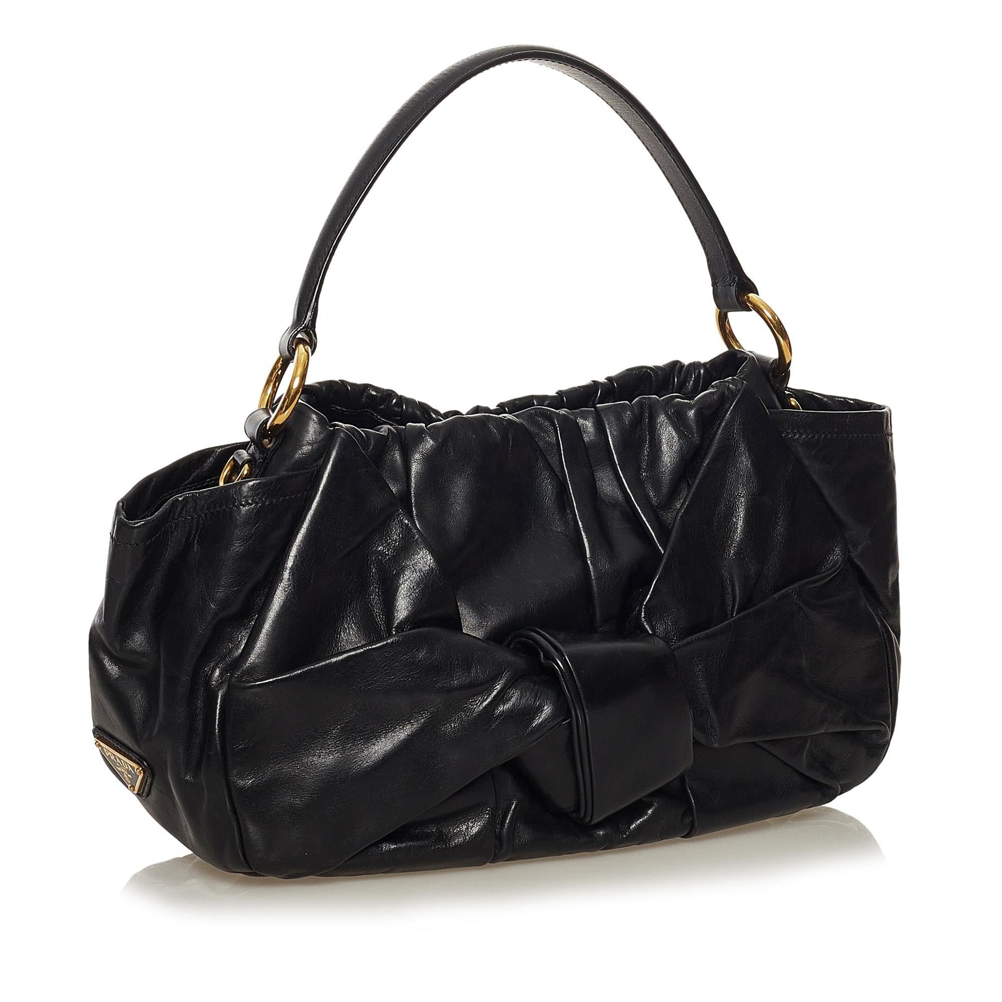 Prada Ruffled Leather Handbag (SHG-34208)