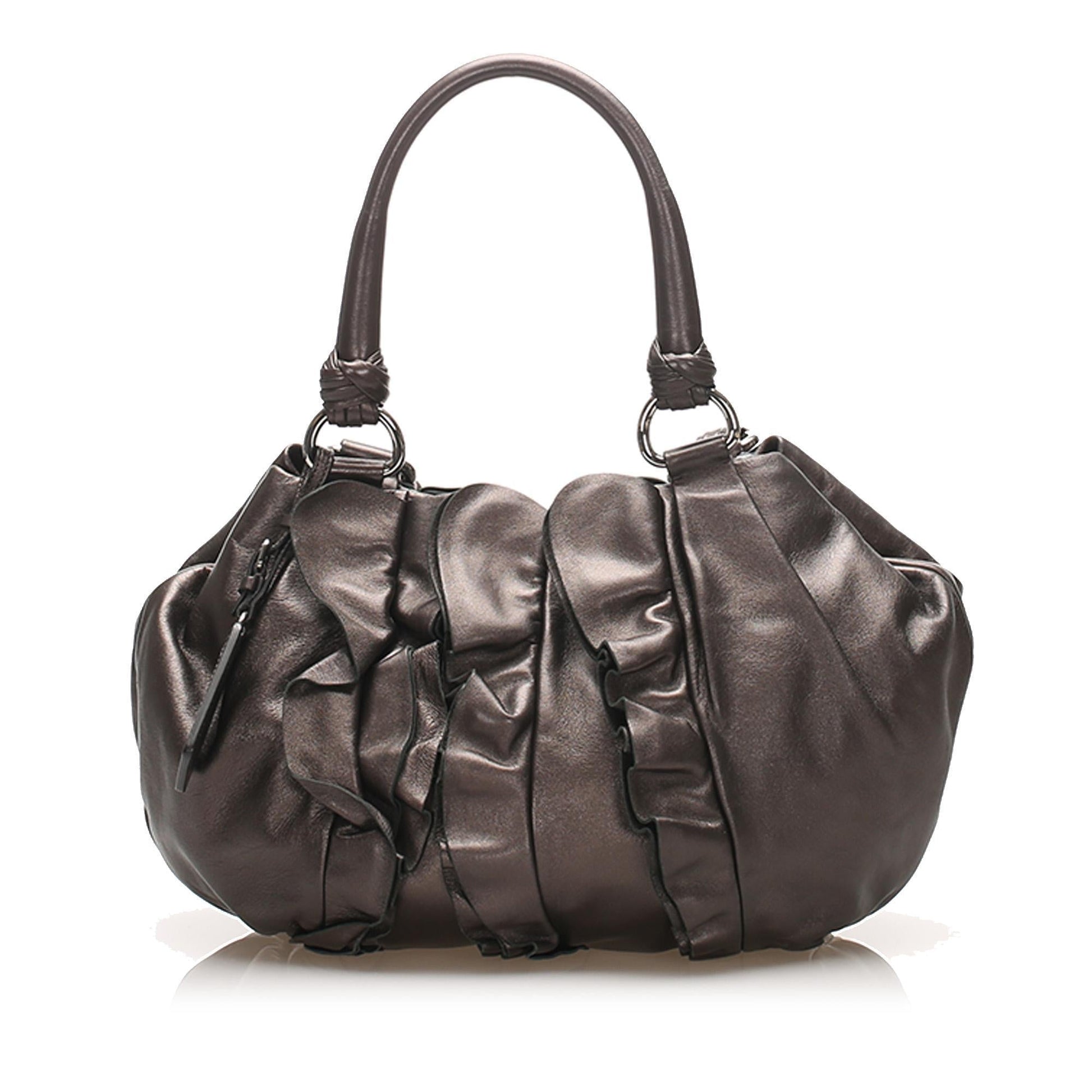 Prada Ruffled Leather Tote Bag  