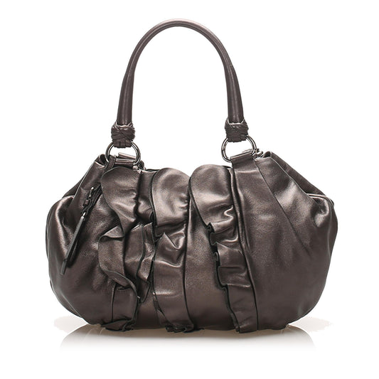 Prada Ruffled Leather Tote Bag  