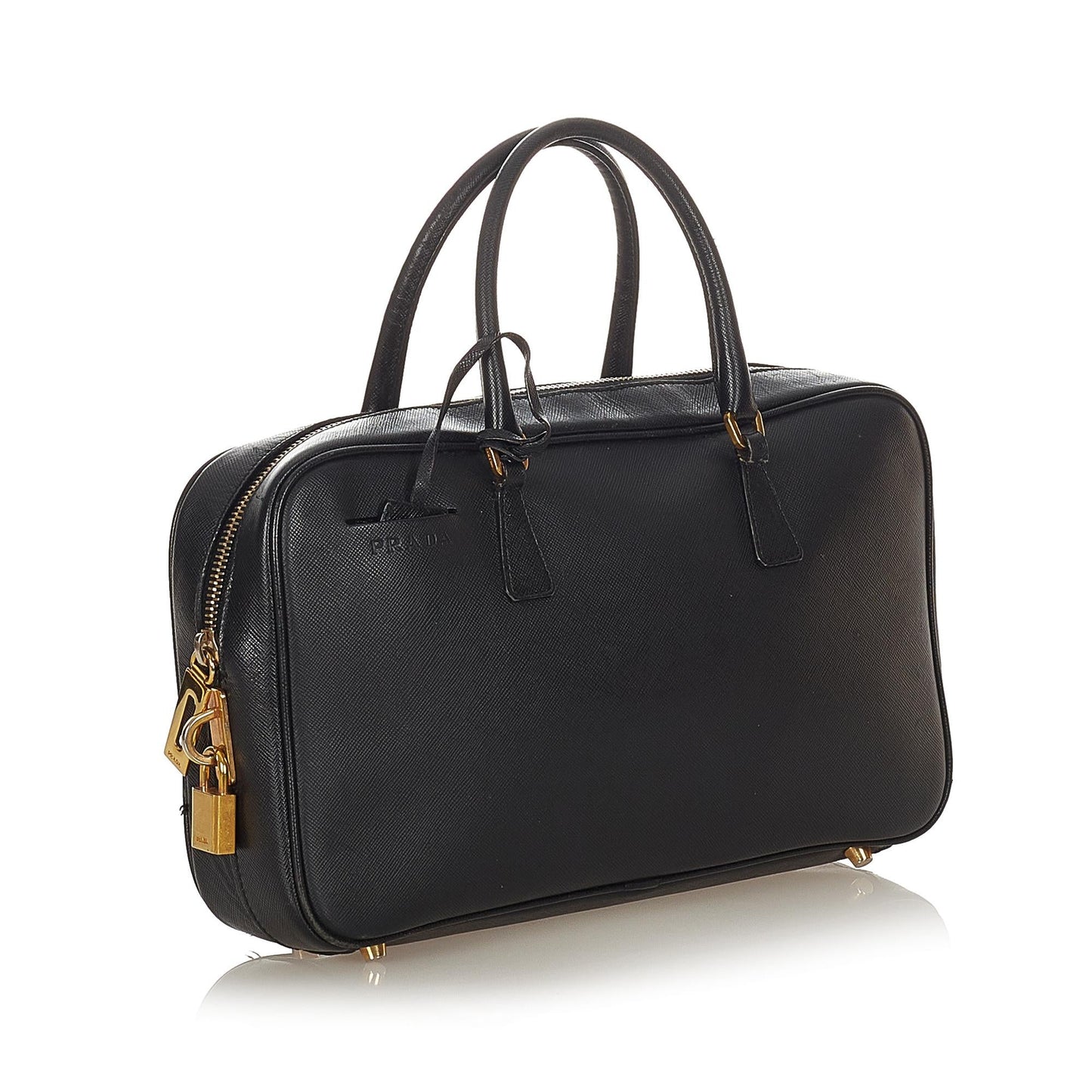 Prada Saffiano Bauletto Handbag (SHG-23263)