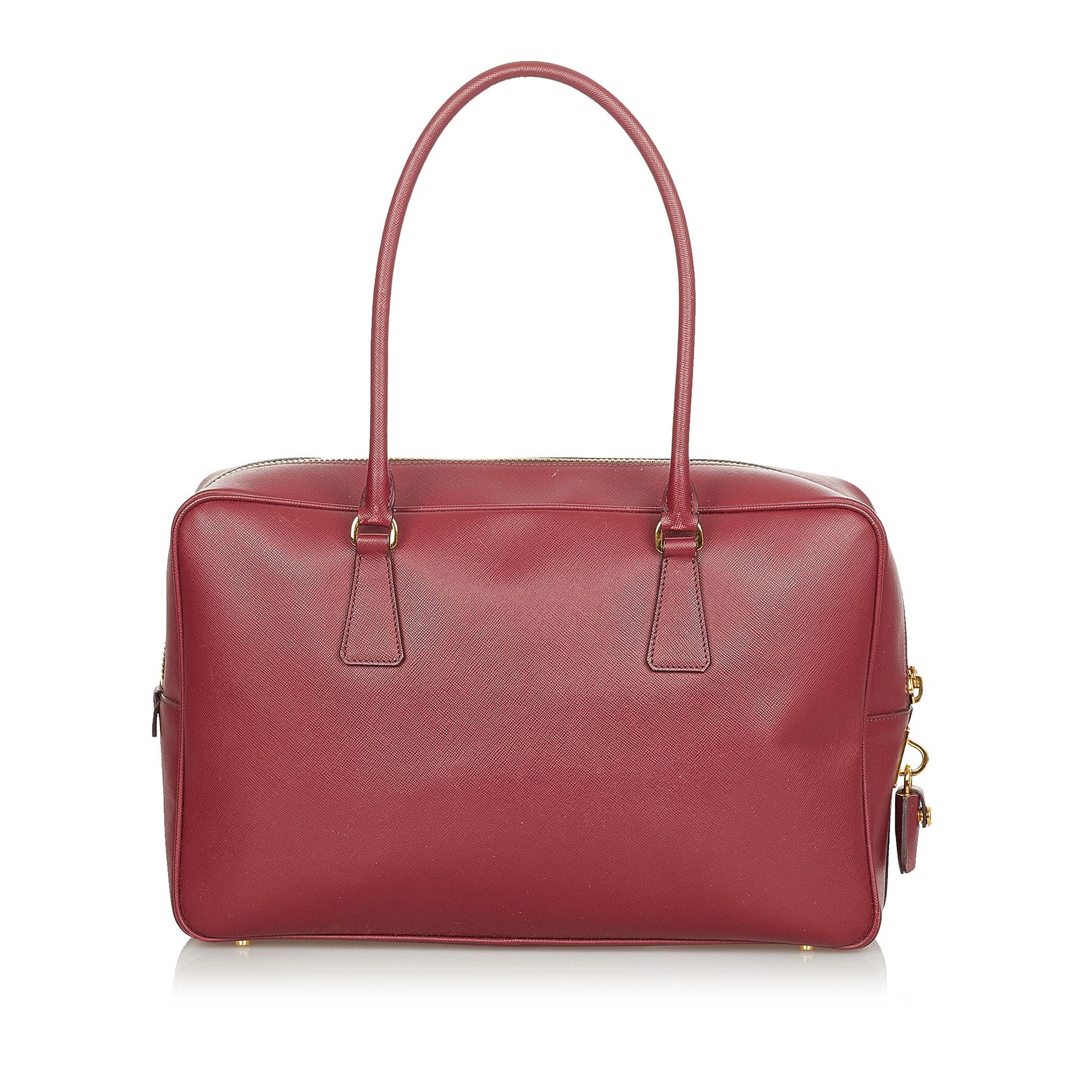 Prada Saffiano Bauletto Handbag (SHG-24256)