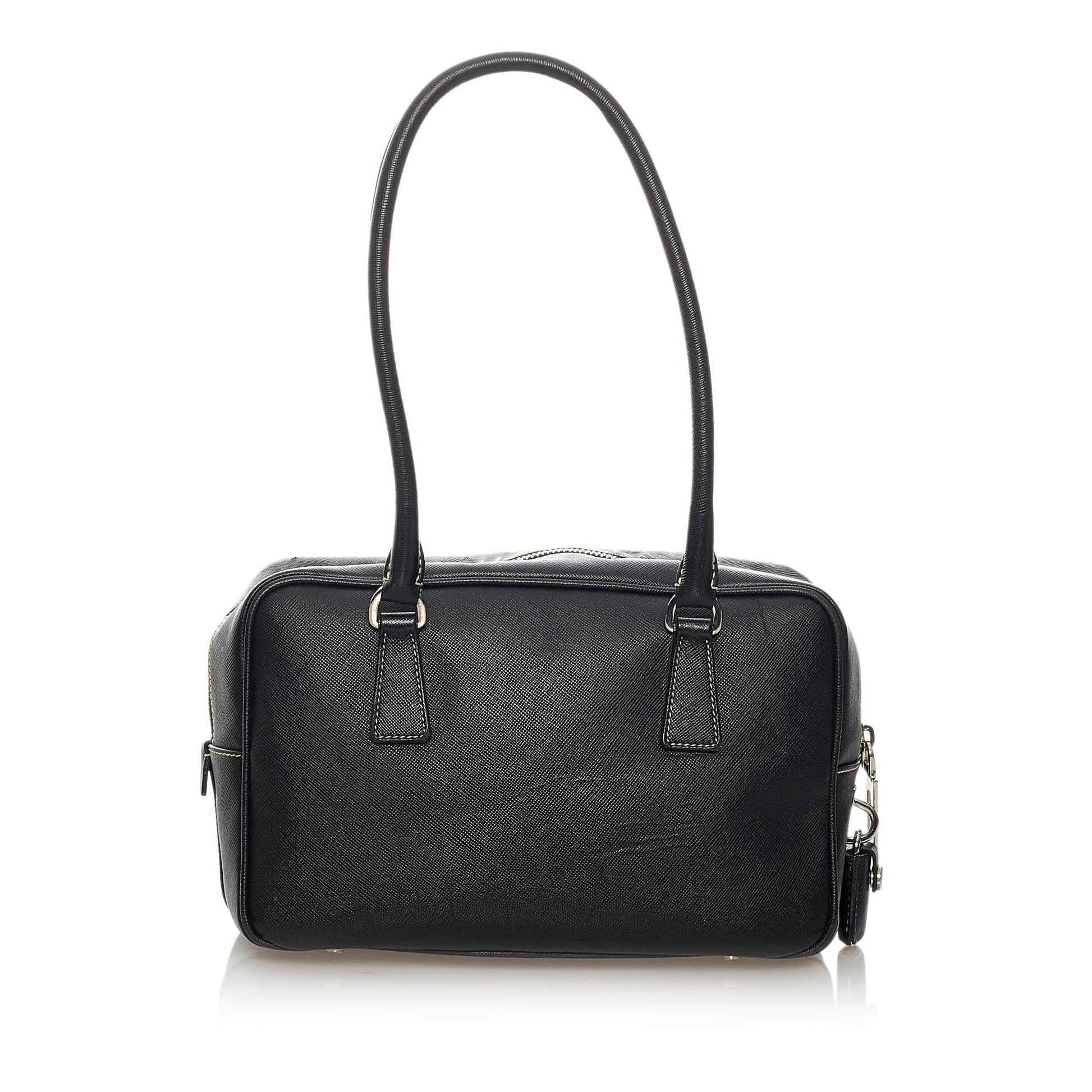 Prada Saffiano Bauletto Handbag (SHG-29373)