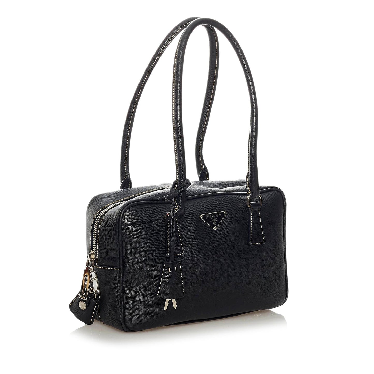 Prada Saffiano Bauletto Handbag (SHG-29373)