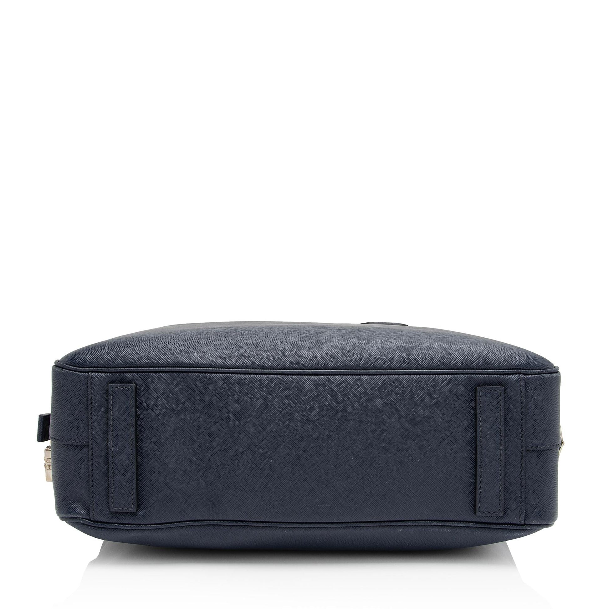 Prada Saffiano Borsa Da Viaggio Travel Briefcase (SHF-KwCbKA) Luxury Handbag