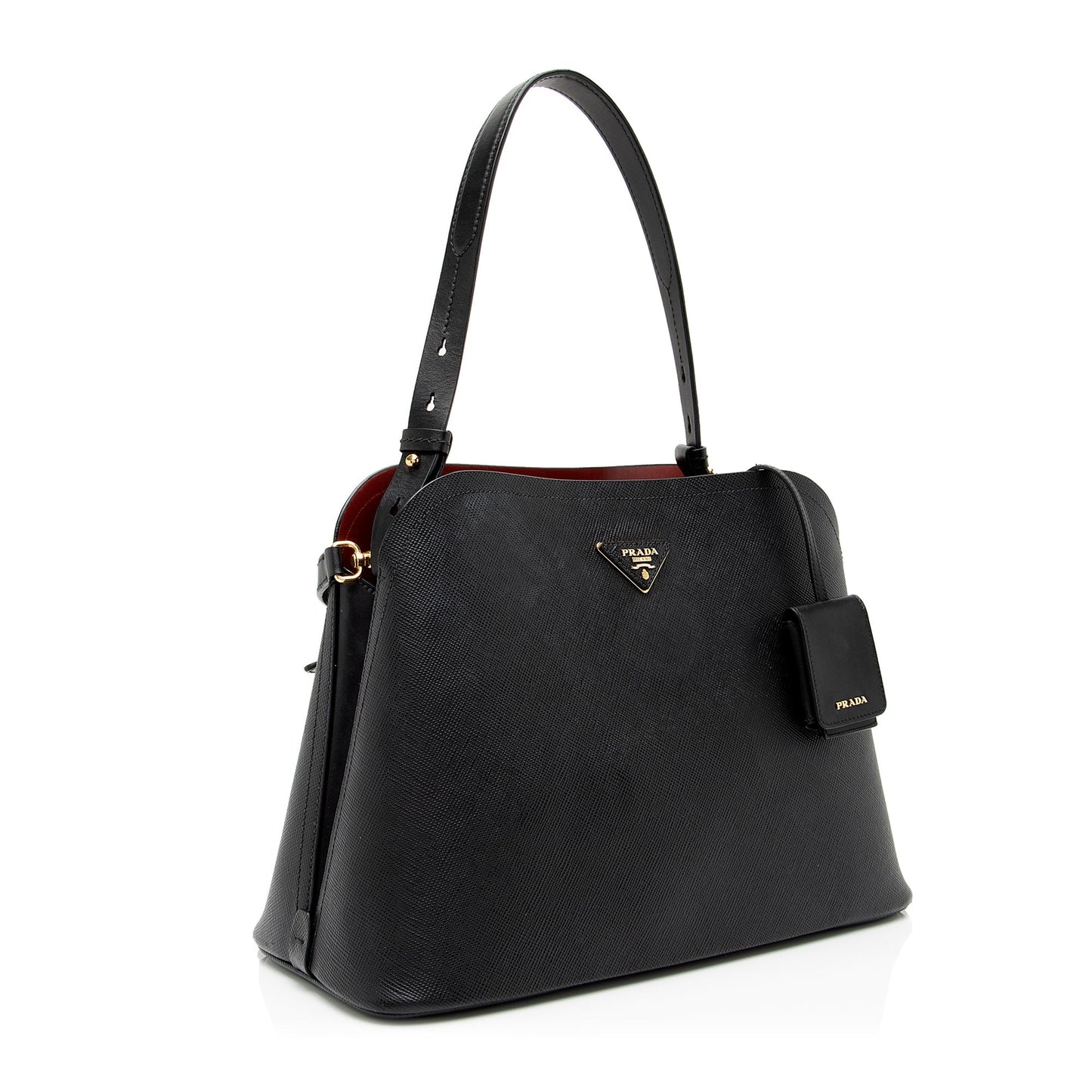 Prada Saffiano Cuir Leather Matinee Shoulder Bag (SHF-23633)