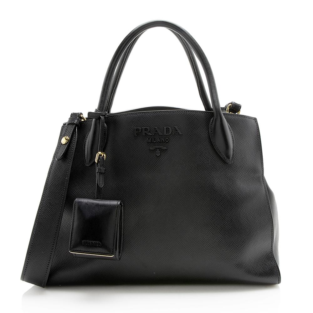 Prada Saffiano Cuir Leather Monochrome Medium Tote  
