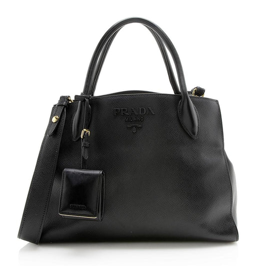 Prada Saffiano Cuir Leather Monochrome Medium Tote  
