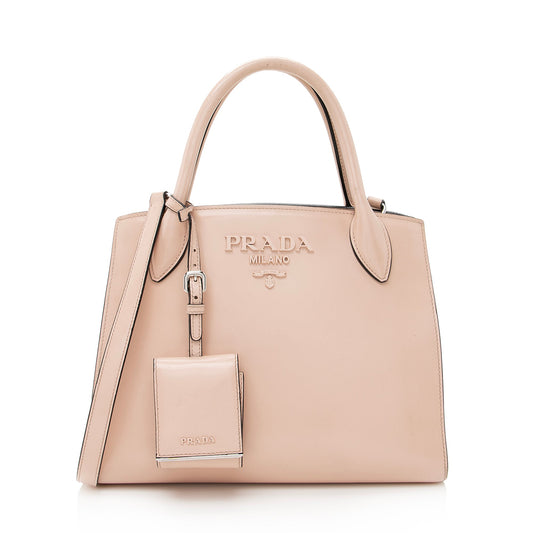 Prada Saffiano Cuir Leather Monochrome Tote (SHF-22650)